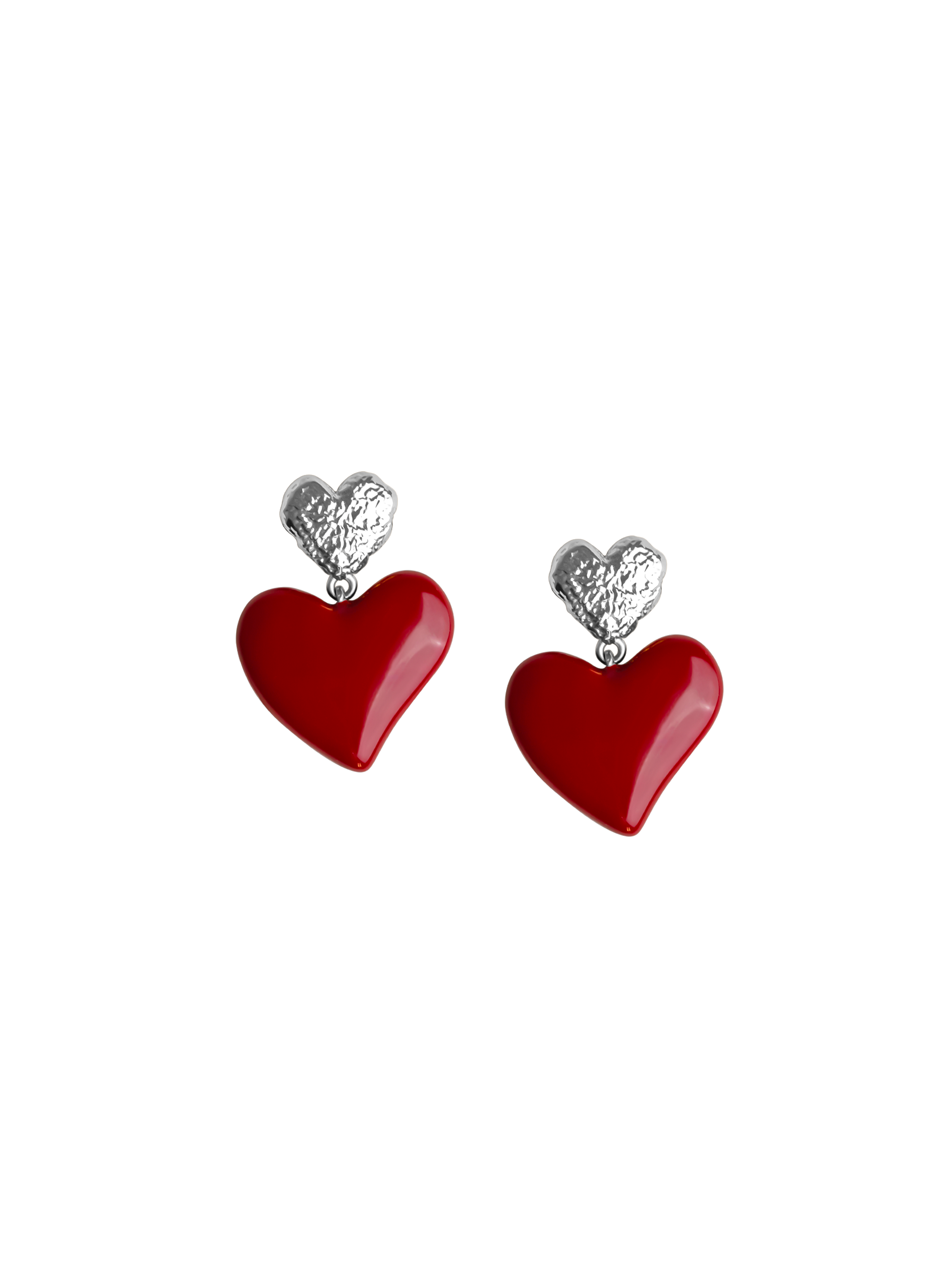 scarlet heart earring 925 silver plated brass