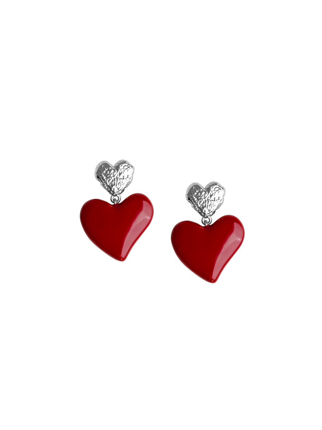 scarlet heart earring 925 silver plated brass