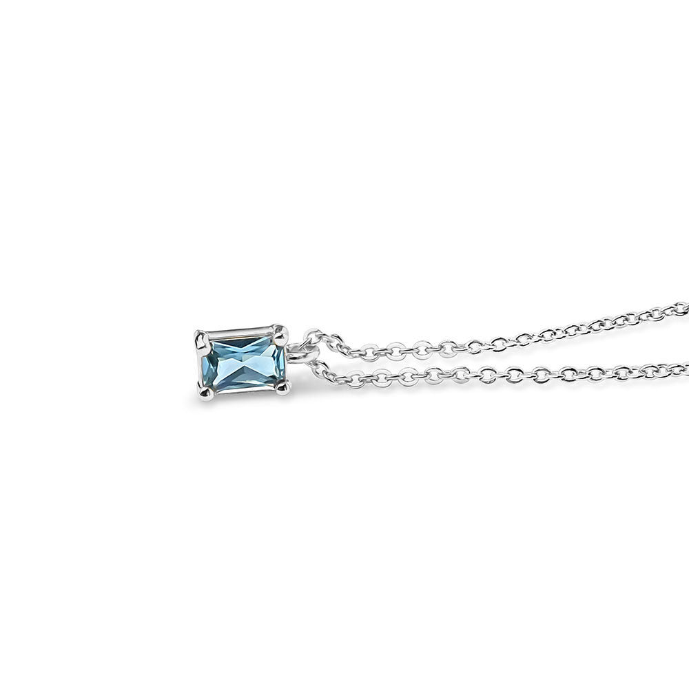 Ocean Blue Baguette Necklace Silver