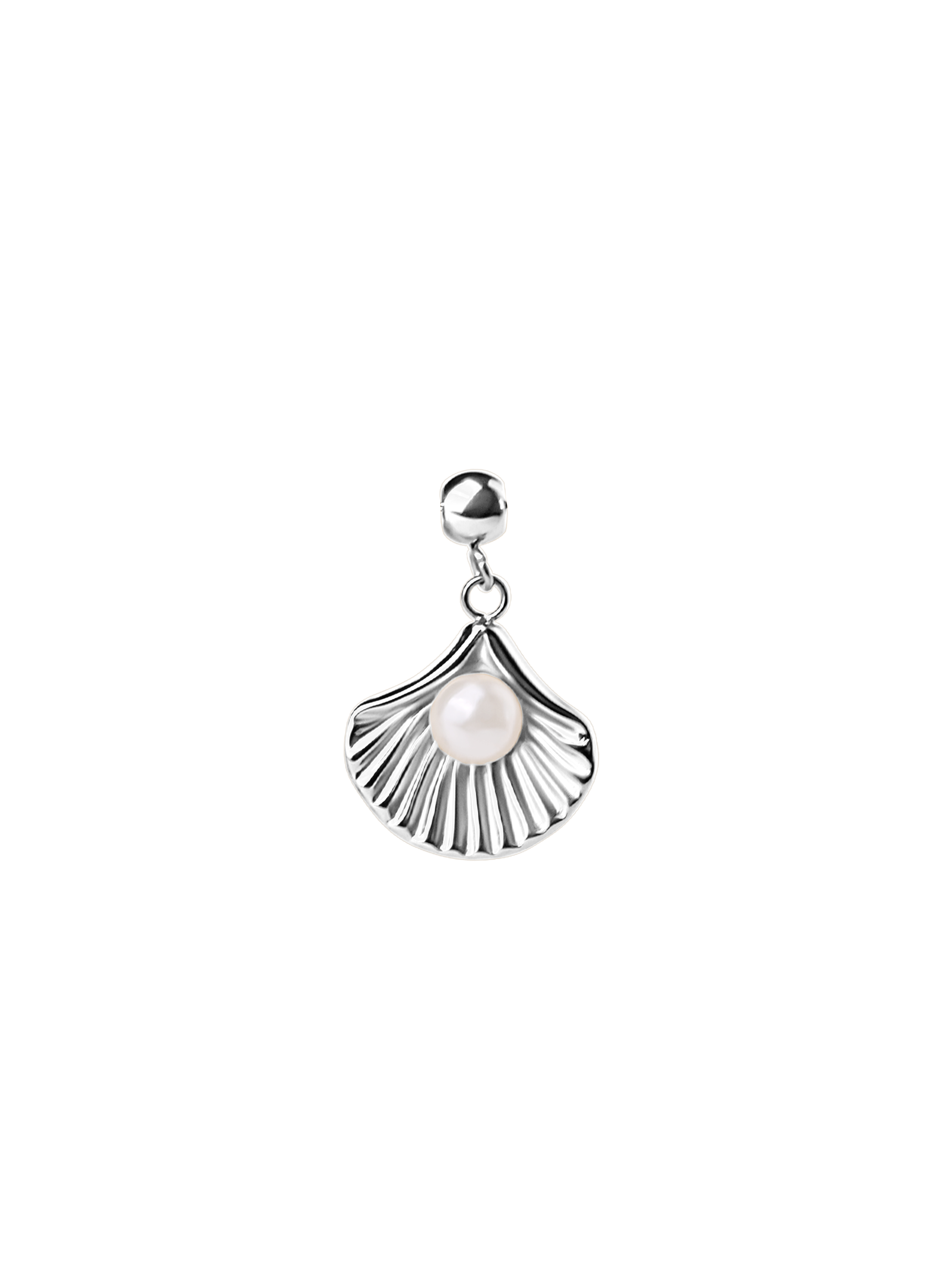 seashell pearl charm 925 silver plated steel, freshwater pearl