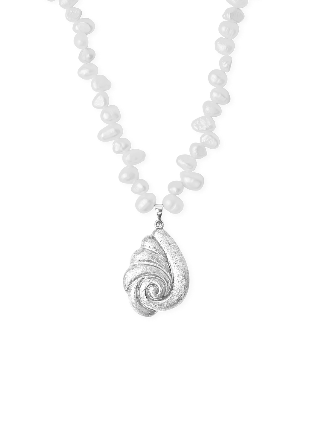 Seashell Pearl Necklace 925 silver pated brass