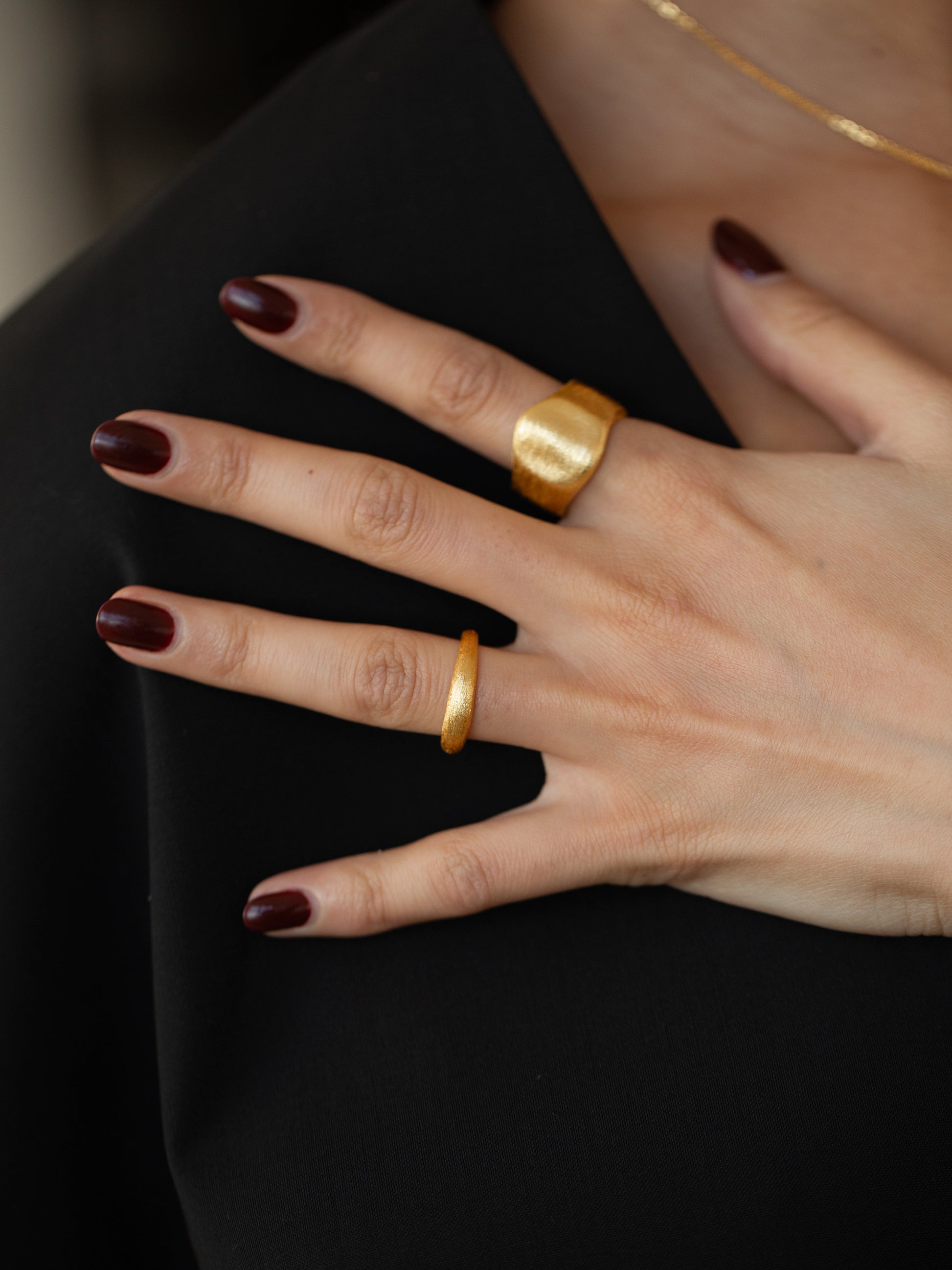 brushed ring 18k gold plated brass