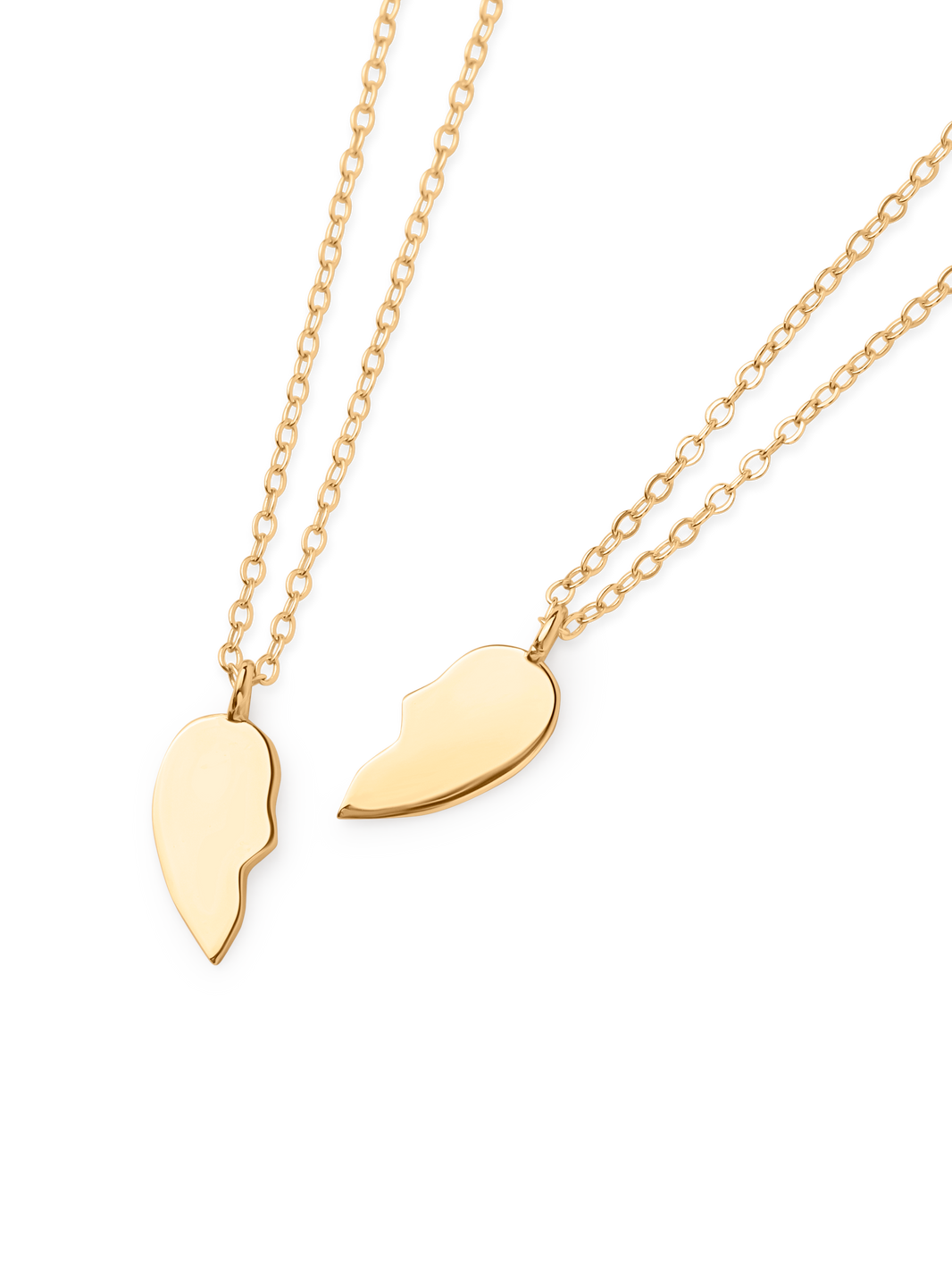shared heart necklace 18k gold plated brass