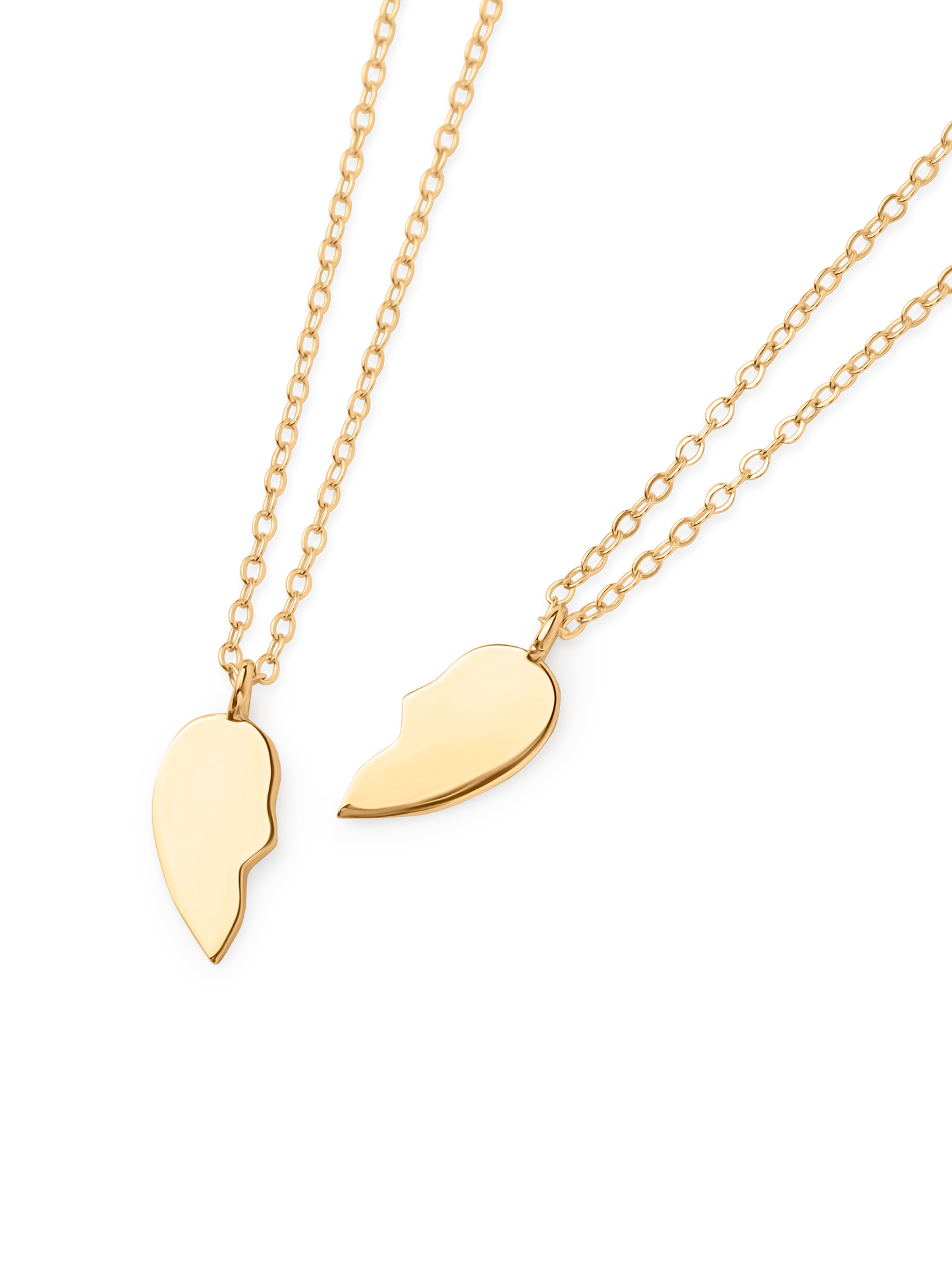 shared heart necklace 18k gold plated brass