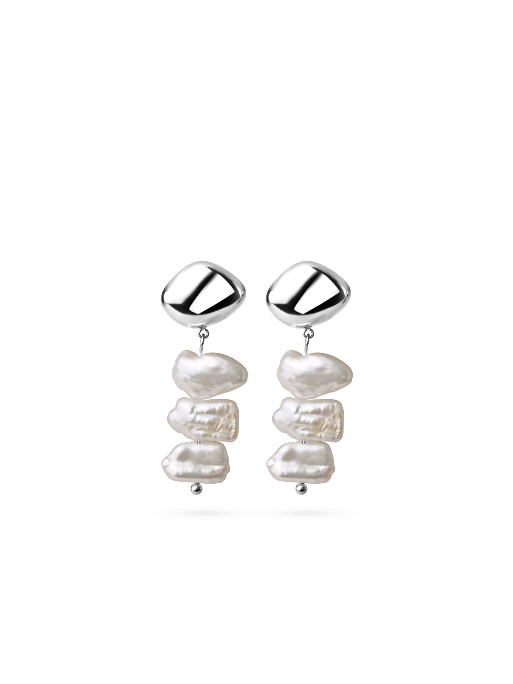 shoreline pearl earrings 925 silver plated steel, freshwater pearls