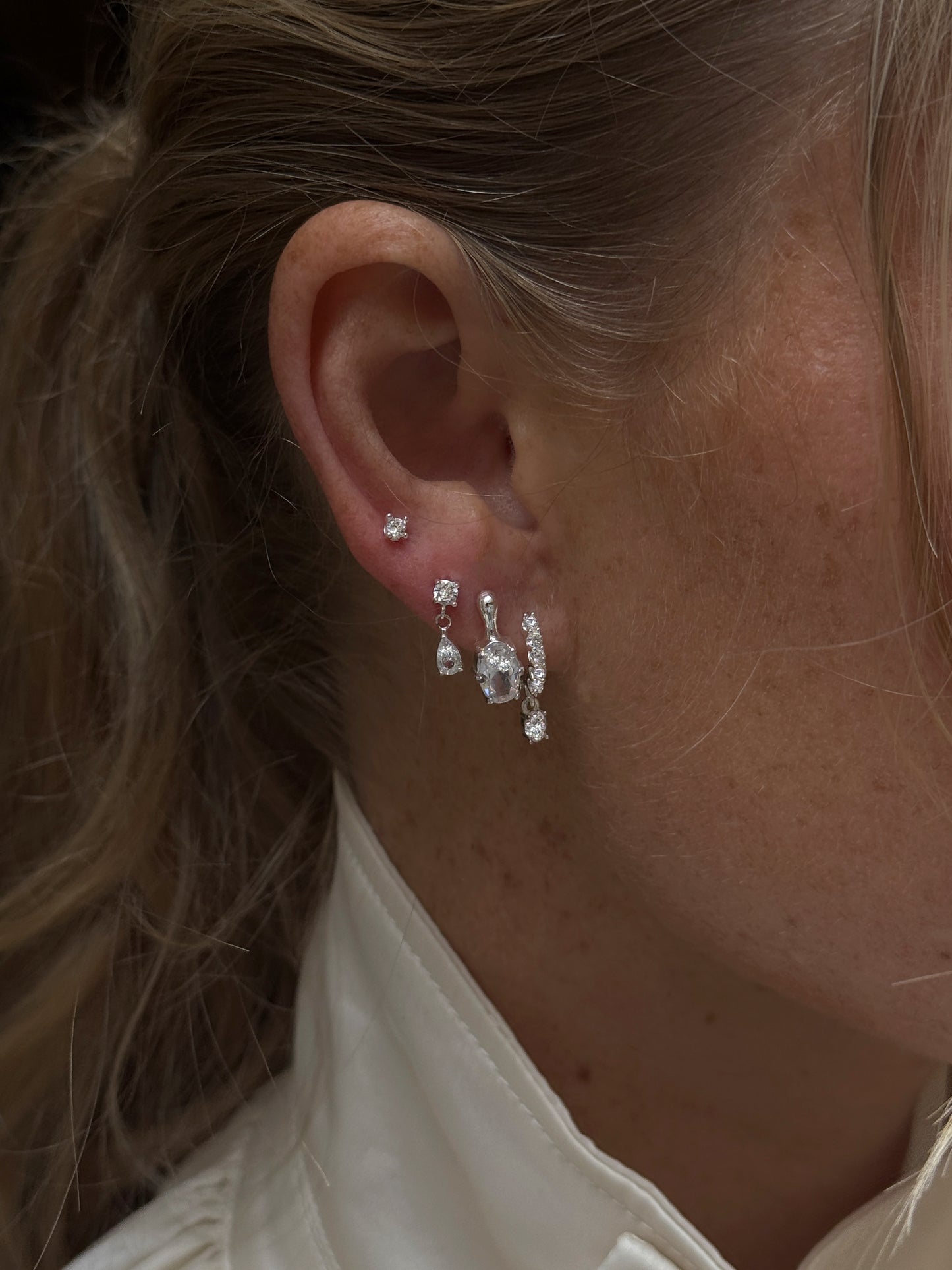 Pear Drop Stud Silver