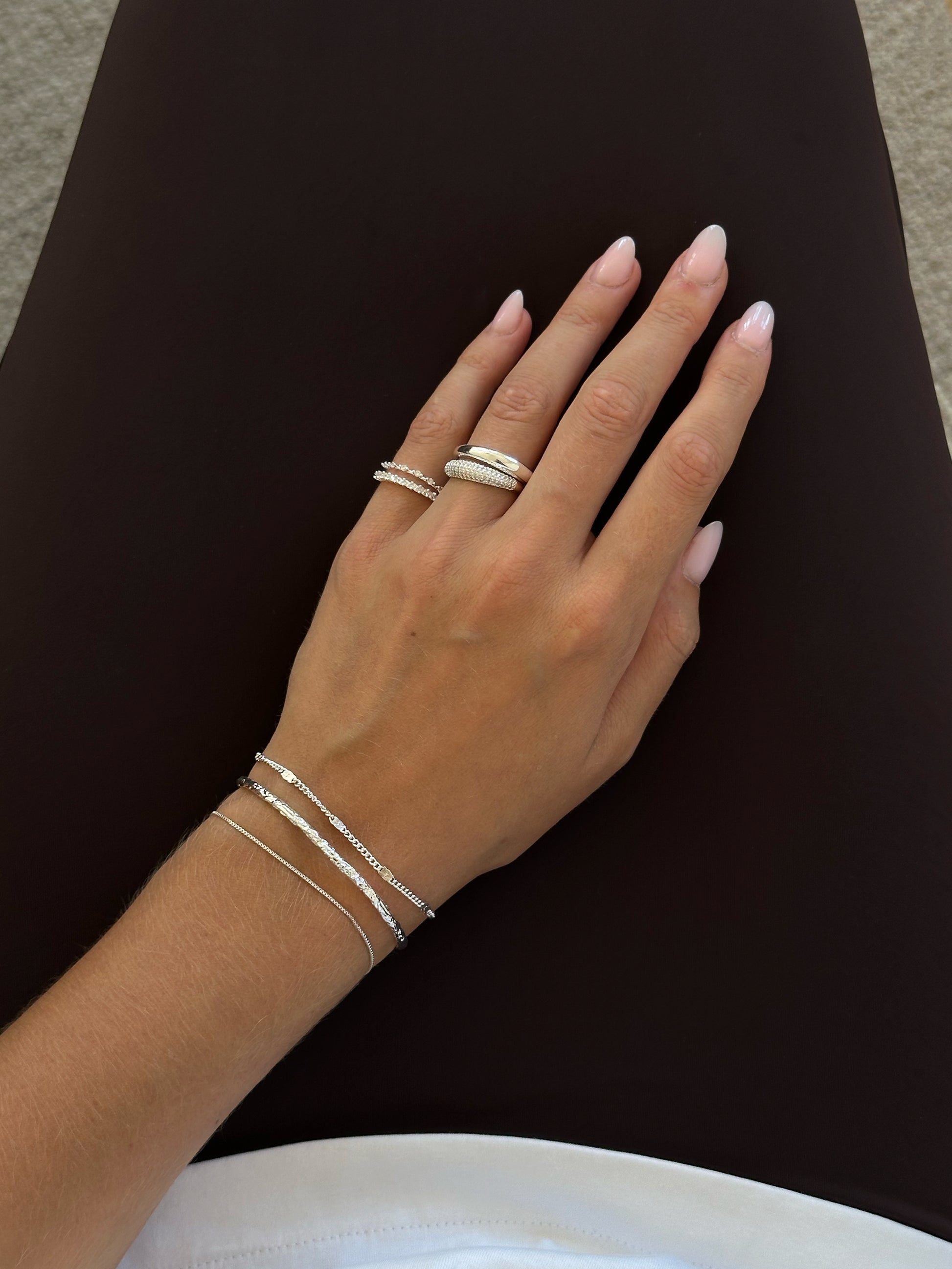 thin zirconia stacker ring set 925 silver plated brass