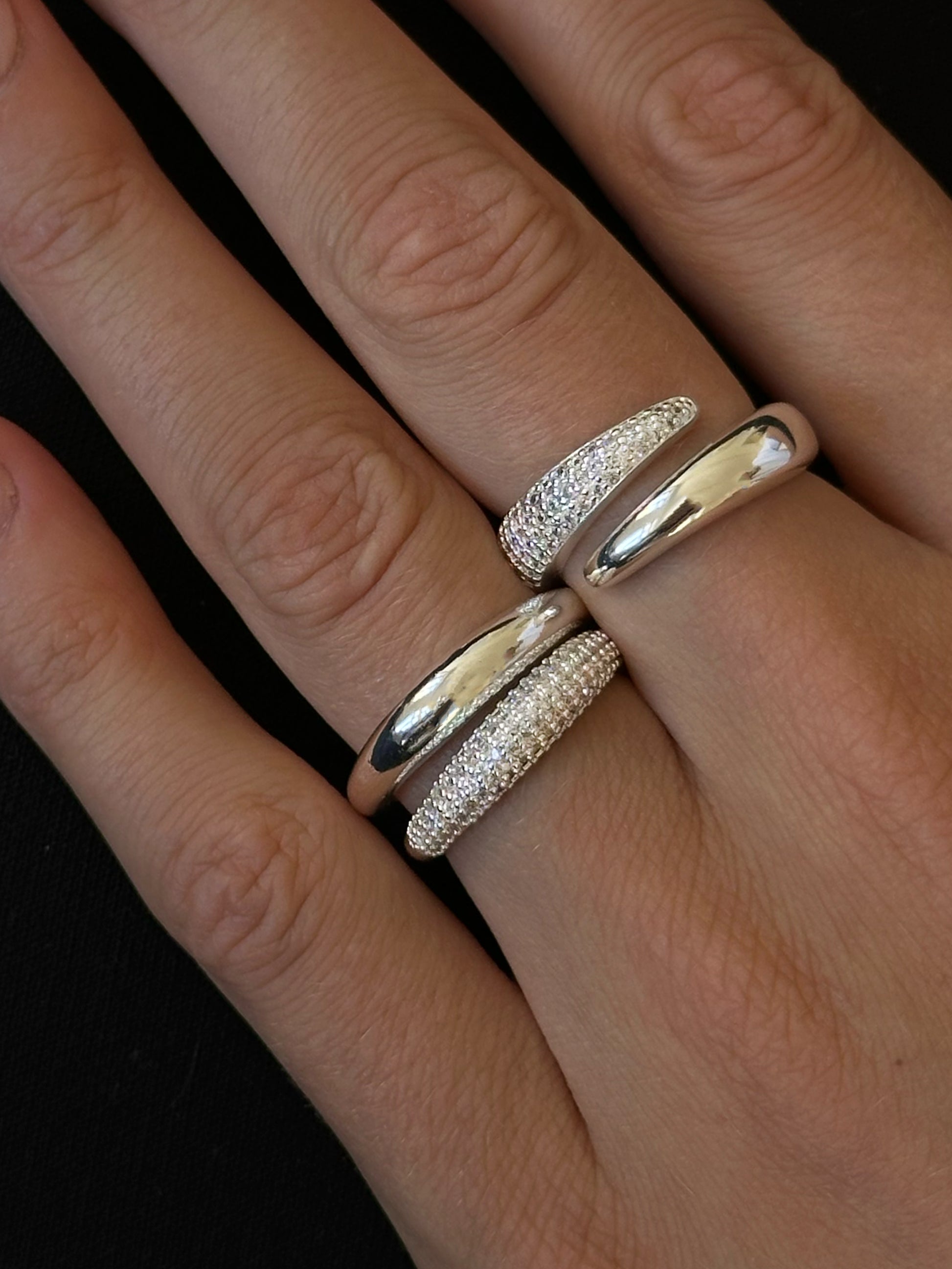 thin pave dome ring 925 silver plated brass