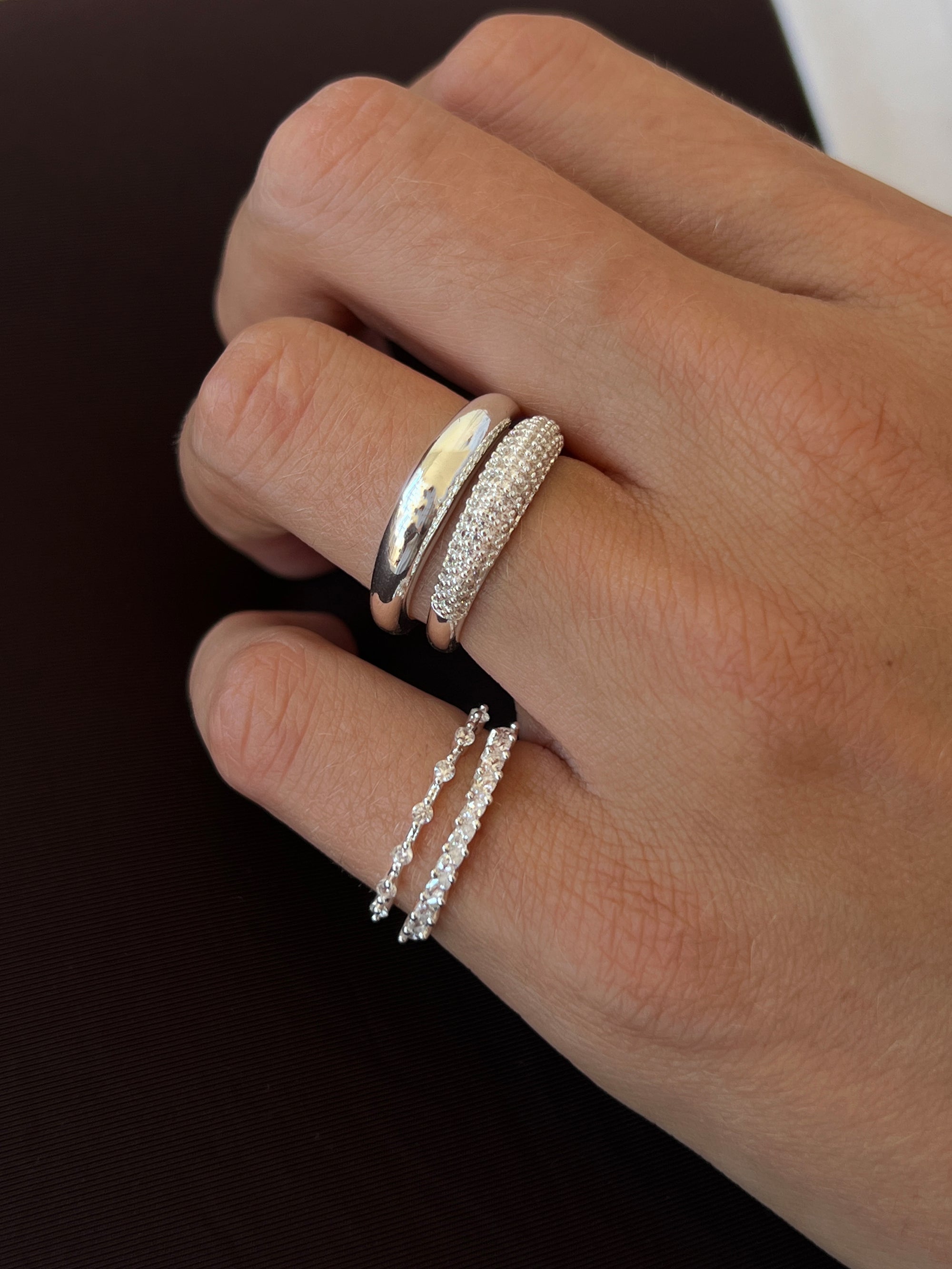 thin zirconia stacker ring set 925 silver plated brass