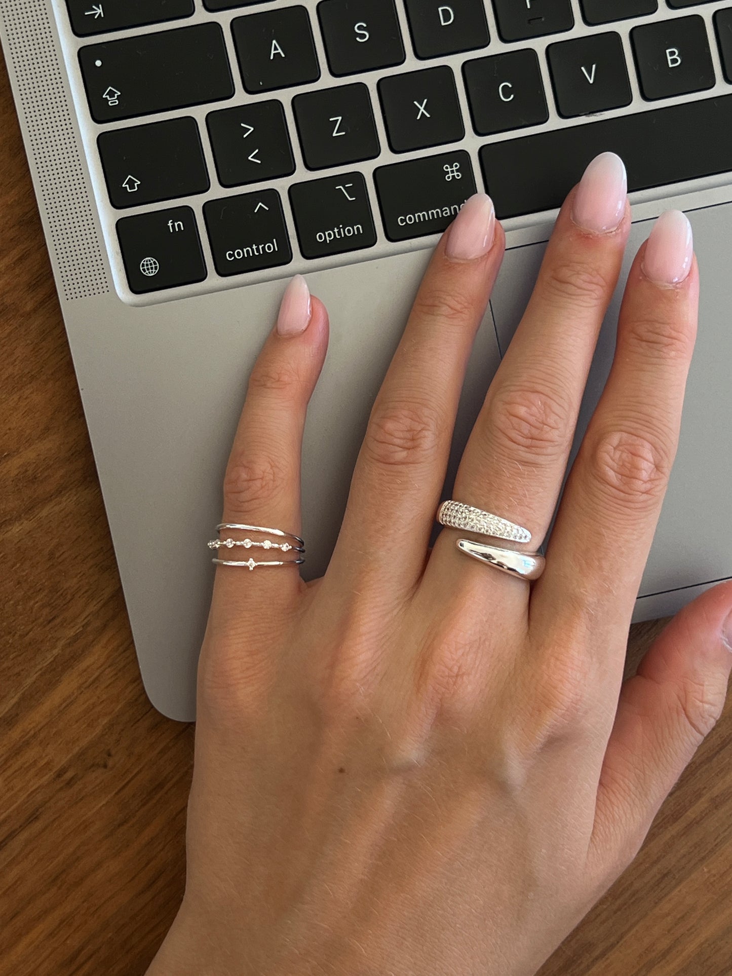 Duo Zirconia Ring Silver