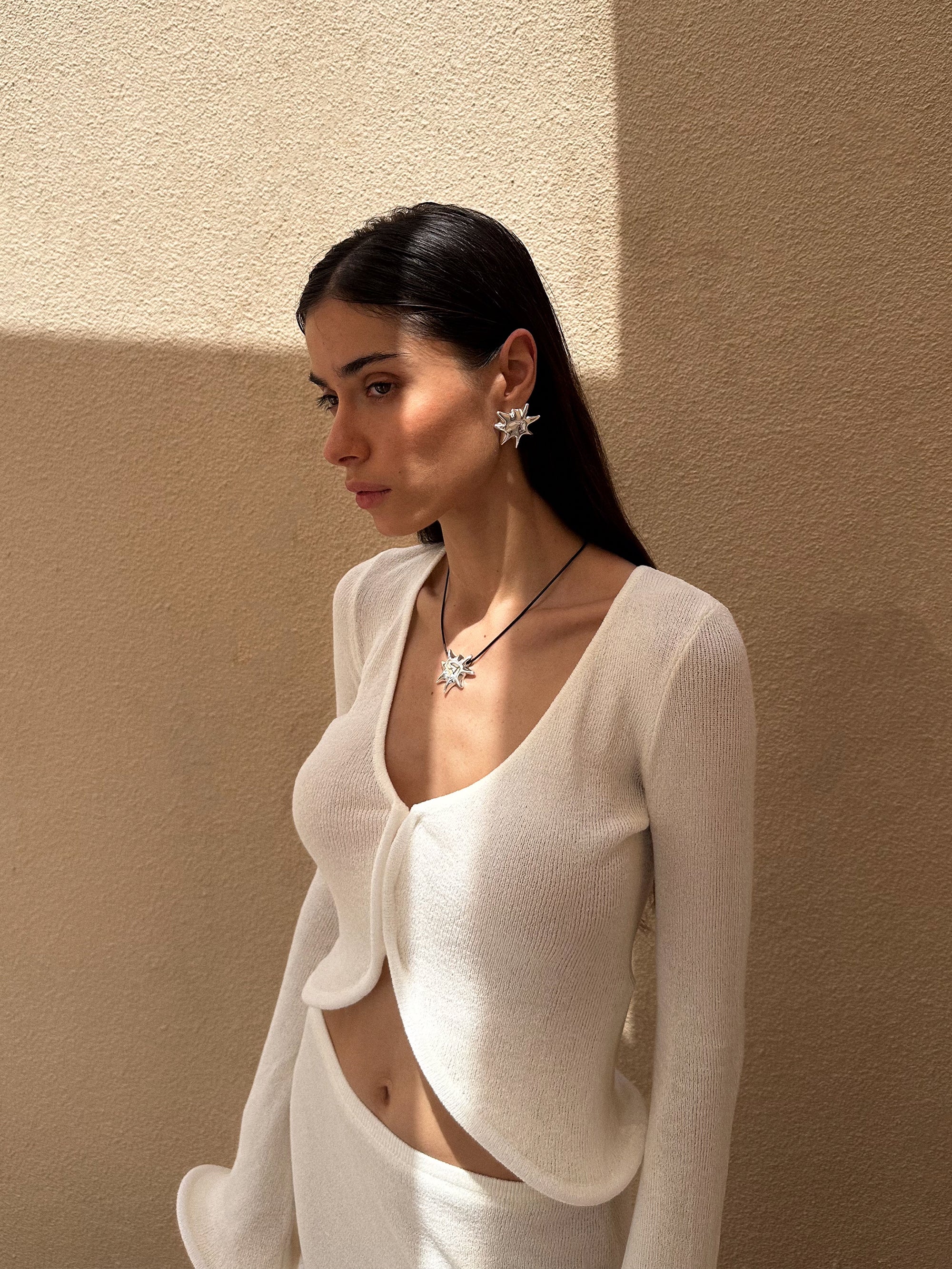 solare earring, necklace 925 silver plated steel 