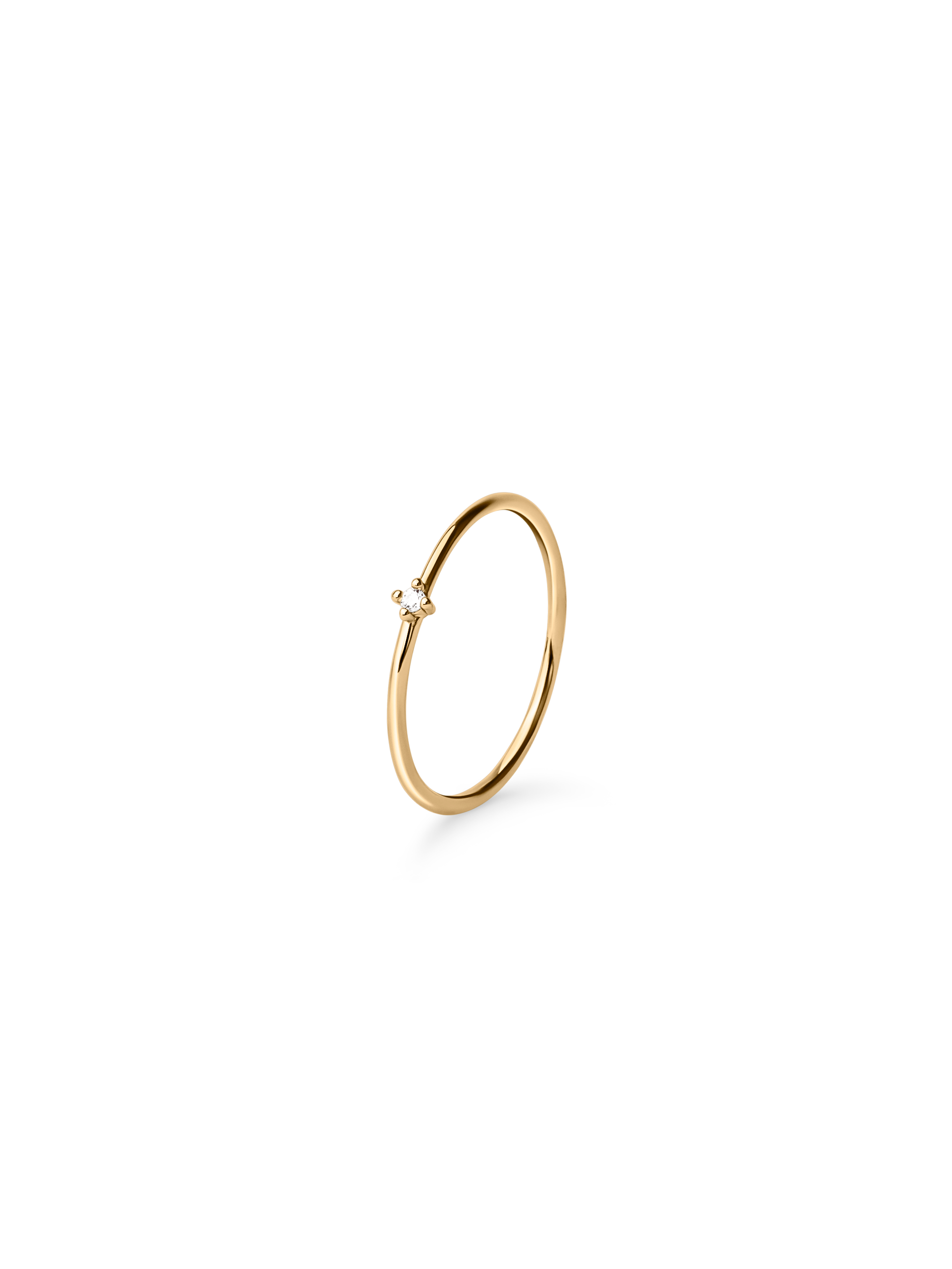 solo zirconia stacker ring 18k gold plated brass