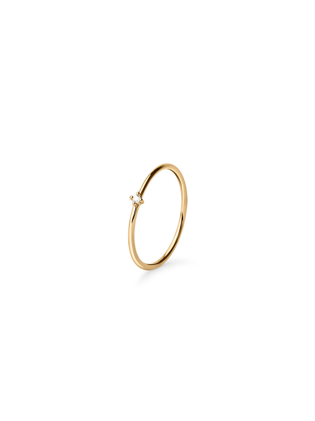 solo zirconia stacker ring 18k gold plated brass