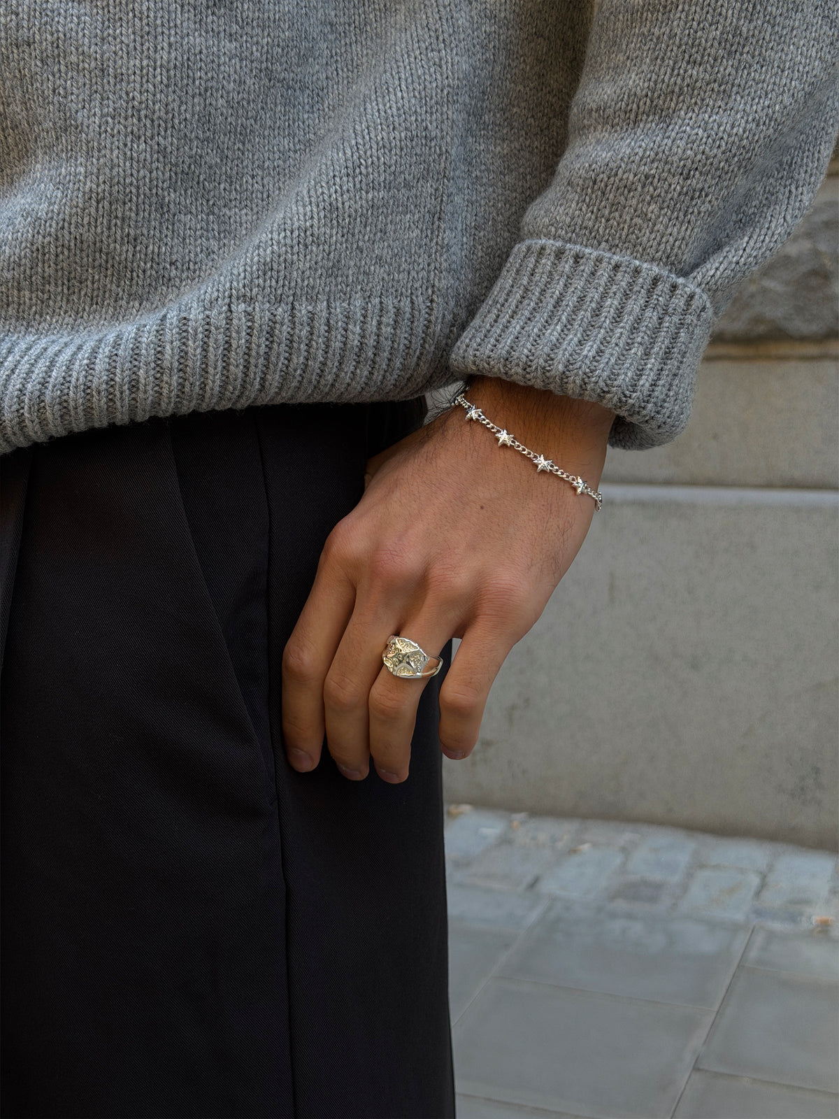 ludwig blomqvist star ring, star bracelet, 925 silver plated stainless steel