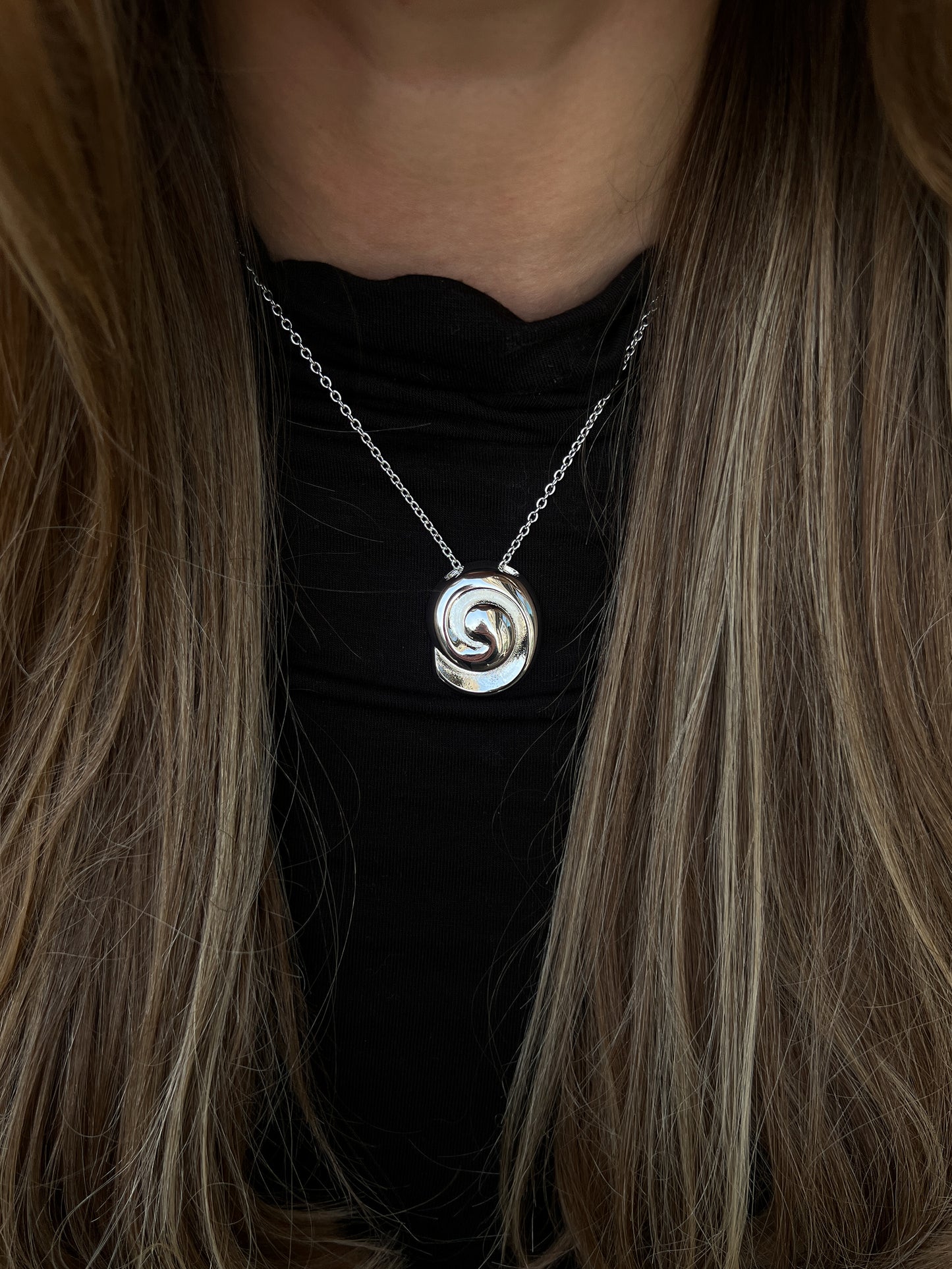 Swirl Necklace Silver 925 silver plated steel