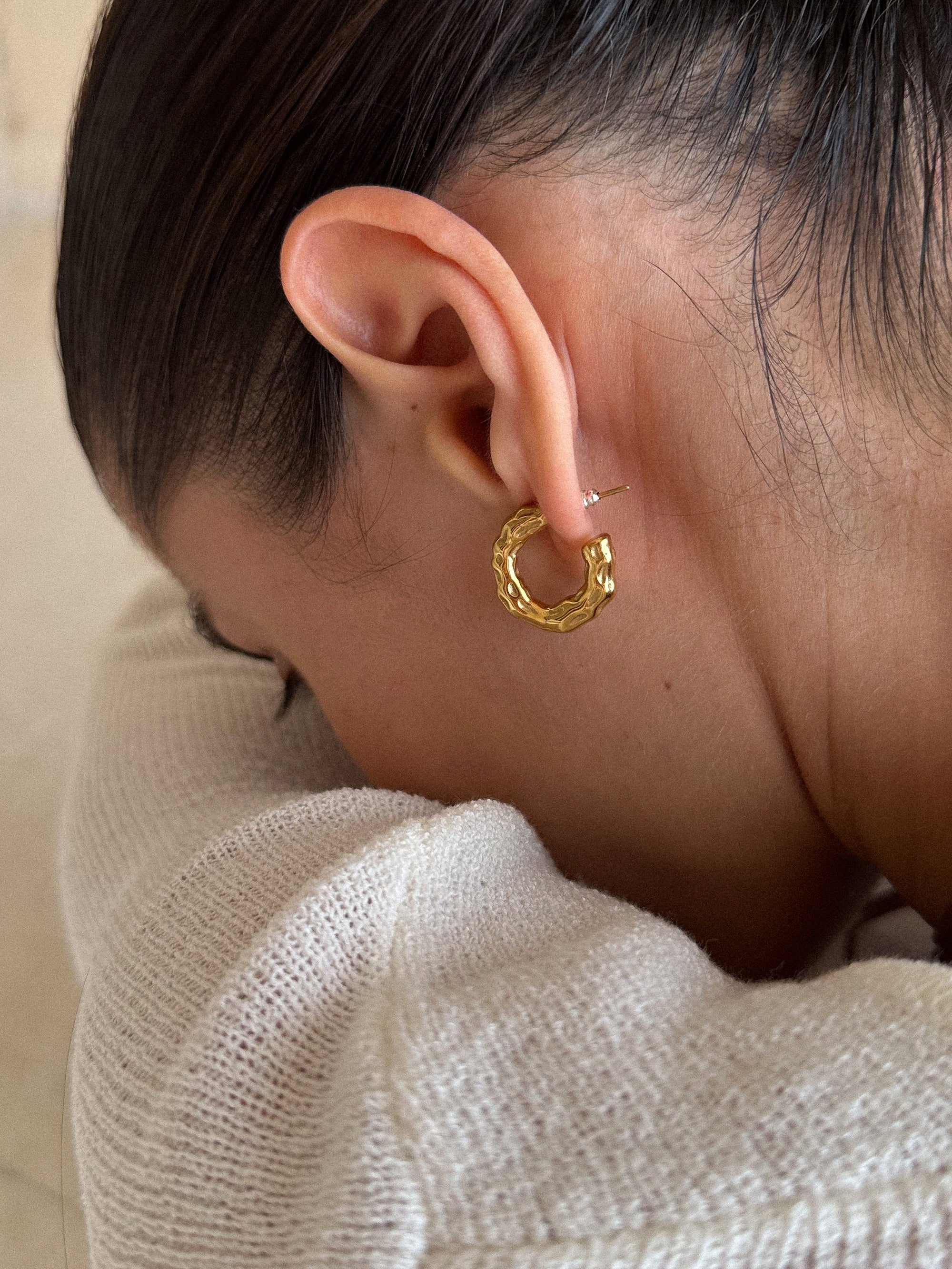 terra hoops waterproof 18k gold PVD plating