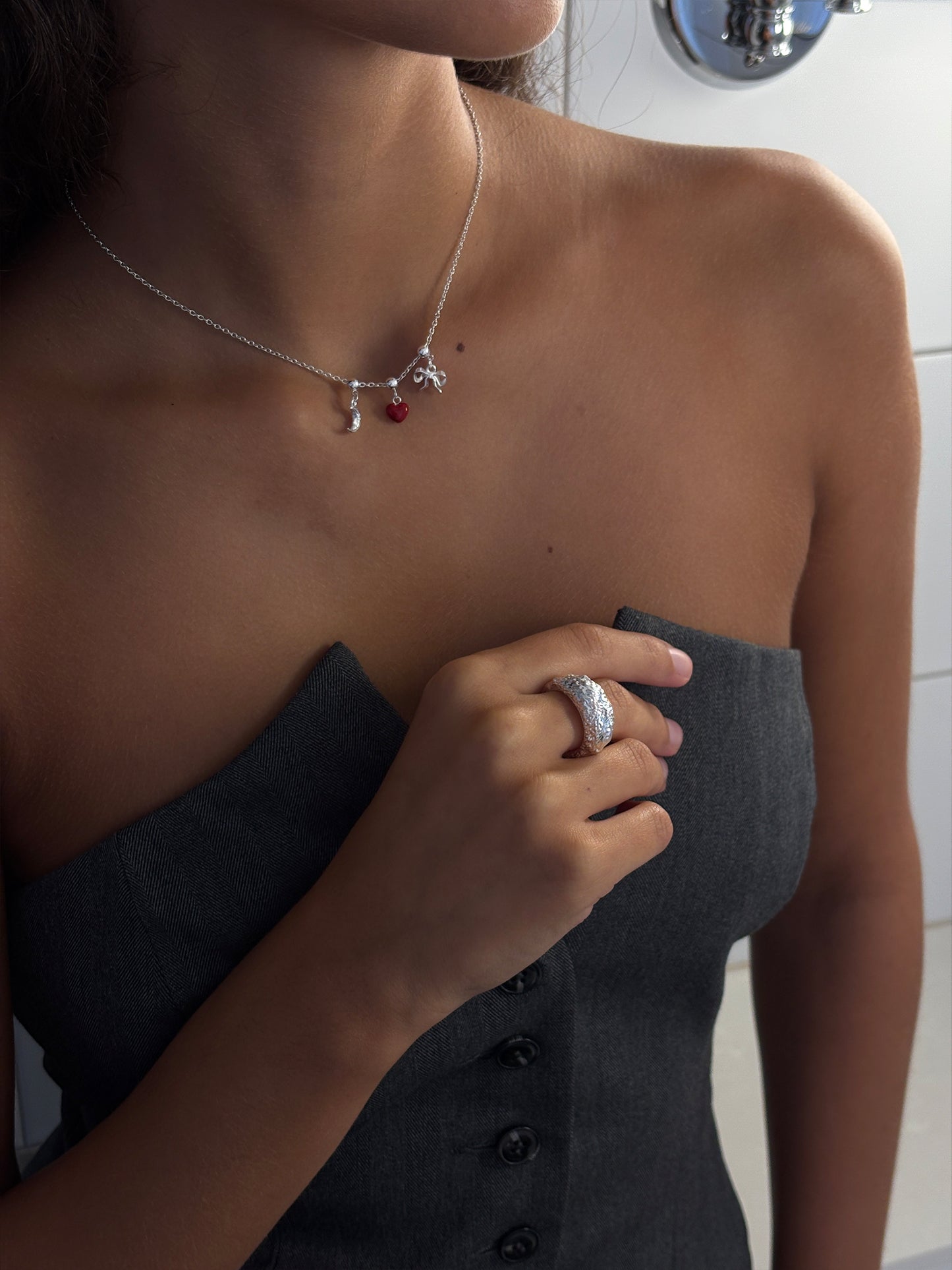 Textured Dome Ring Silver