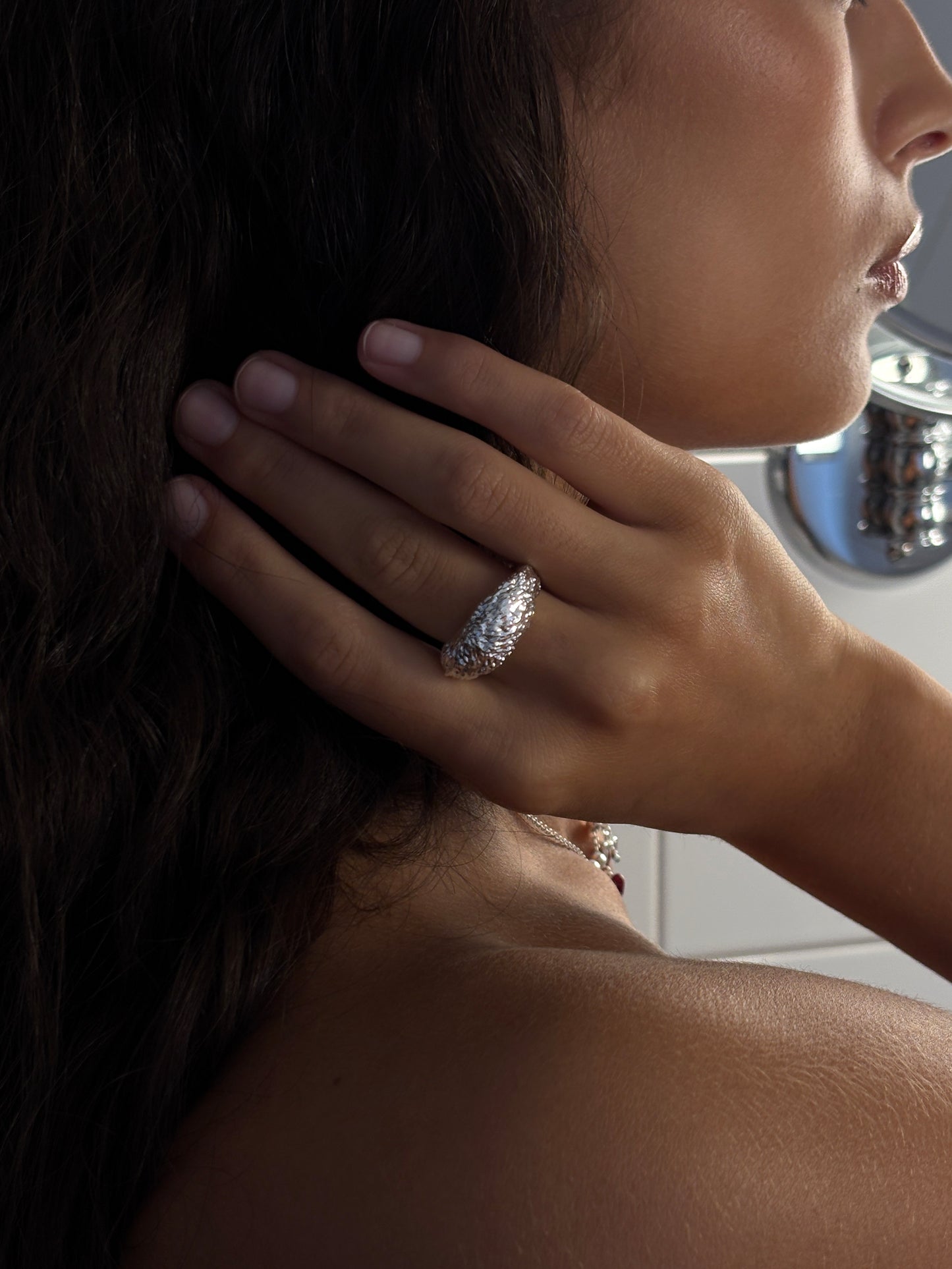 Textured Dome Ring Silver