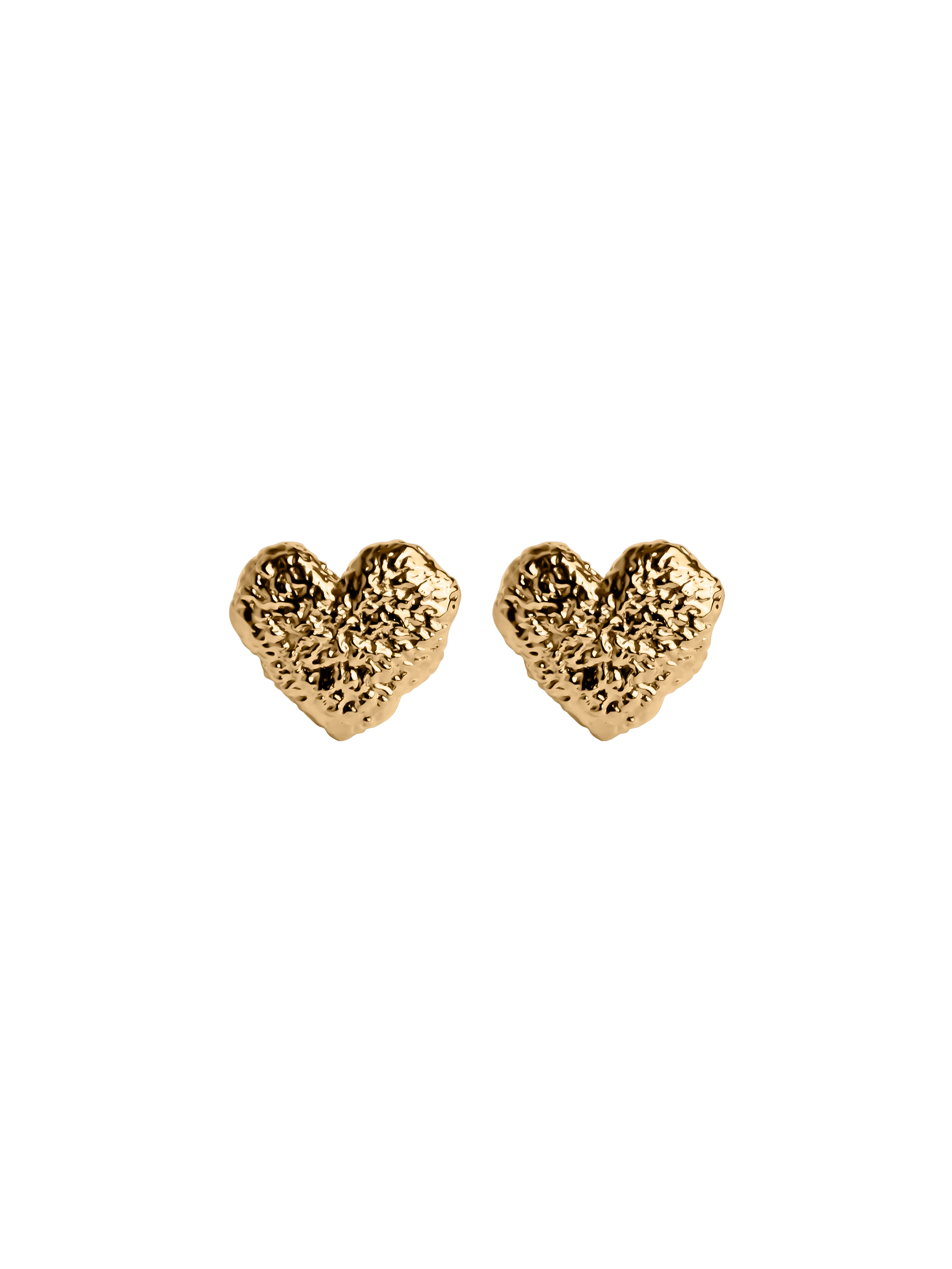 textured heart earring waterproof 18k gold PVD plated brass