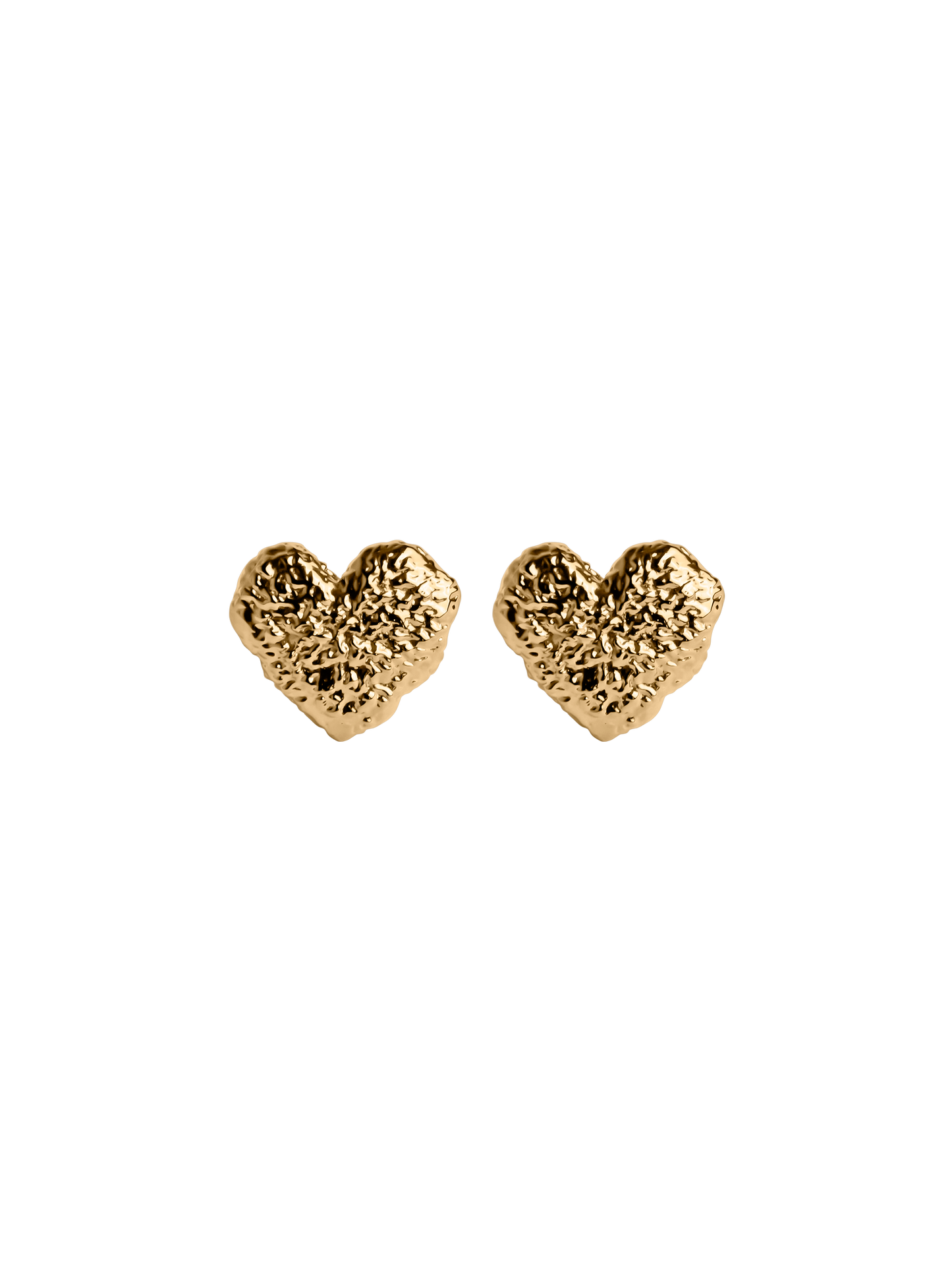 textured heart earring waterproof 18k gold PVD plated brass