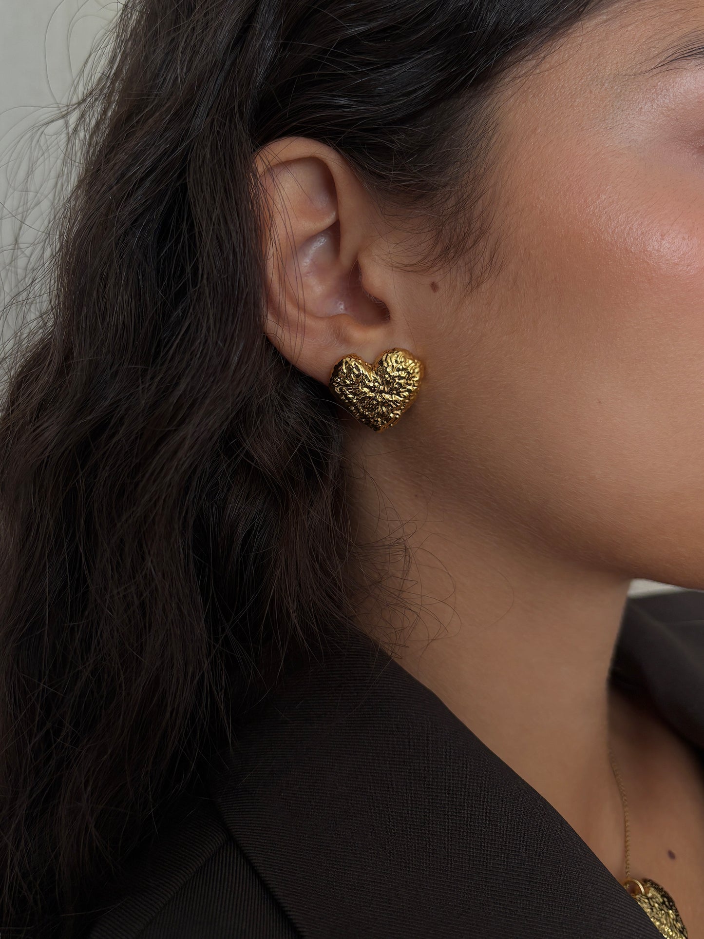 Textured Heart Earring