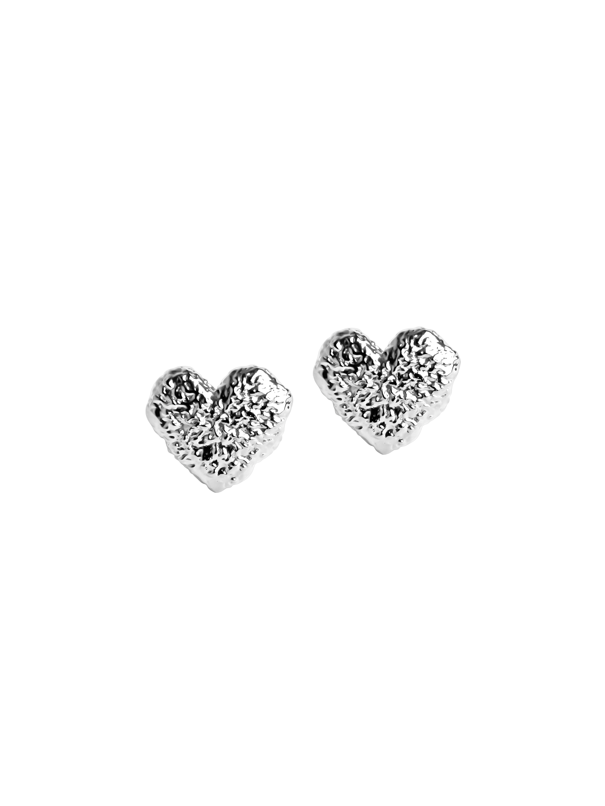textured heart earring 925 silver plated brass