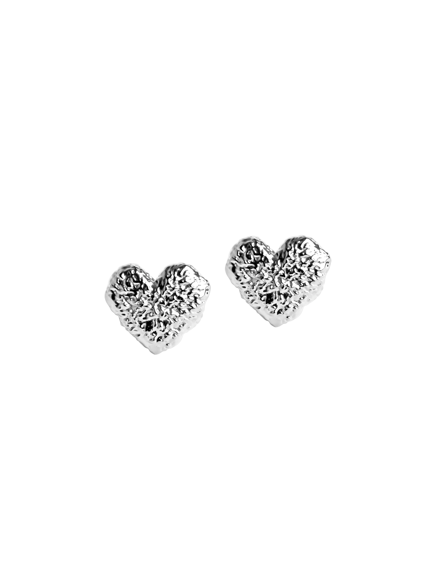 textured heart earring 925 silver plated brass