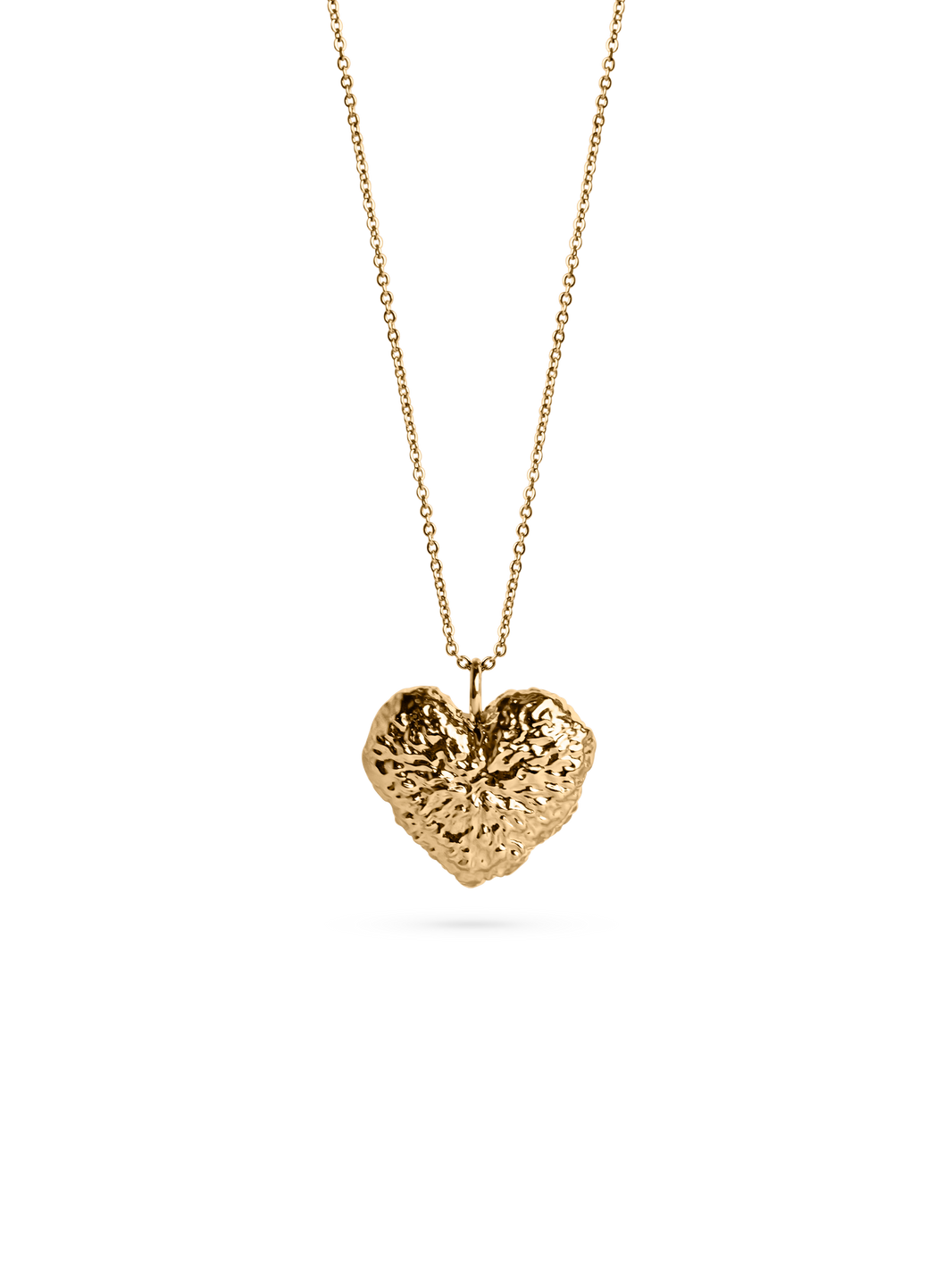 Textured Heart Necklace waterproof 18k gold PVD plated brass