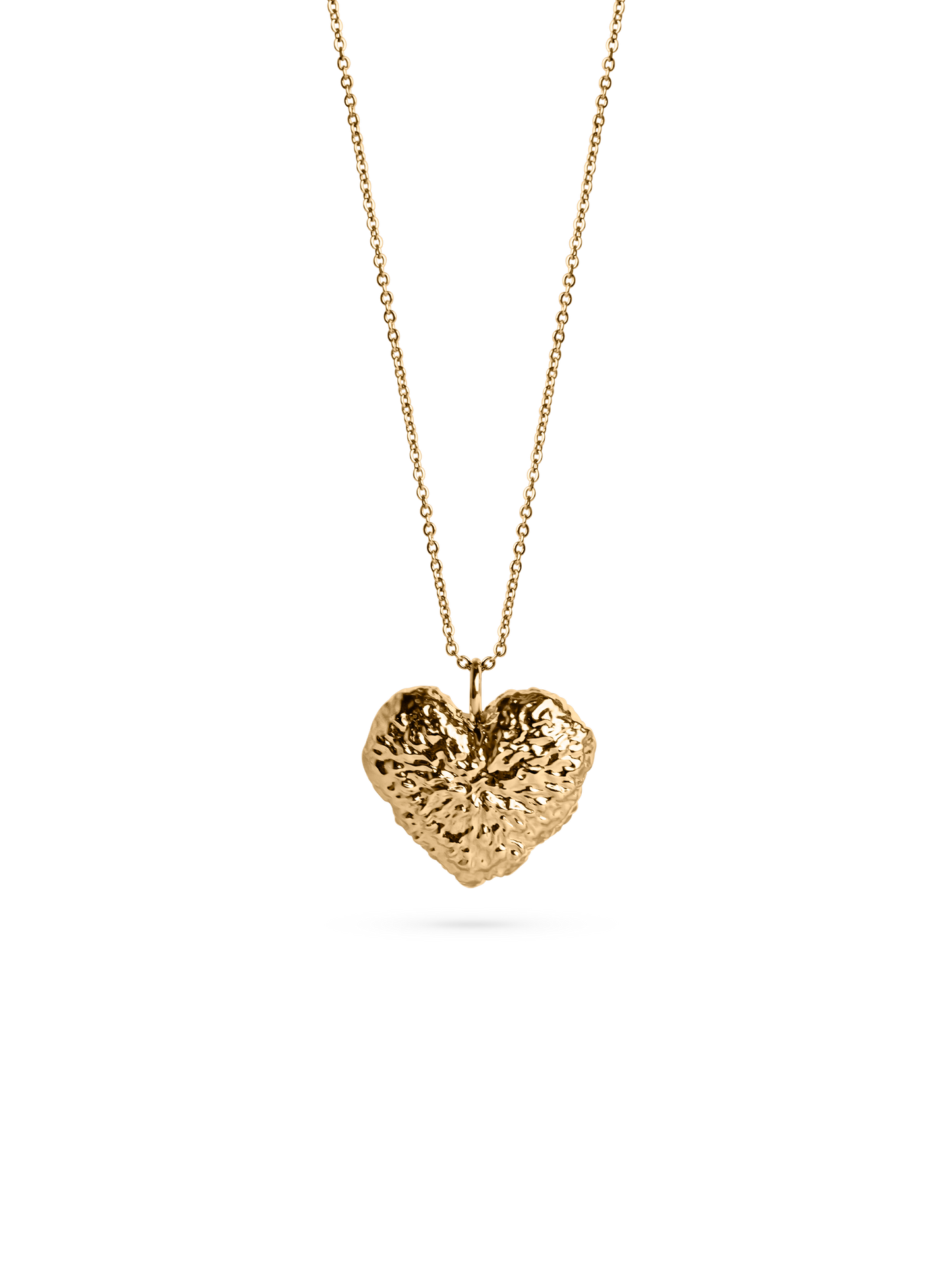 Textured Heart Necklace waterproof 18k gold PVD plated brass