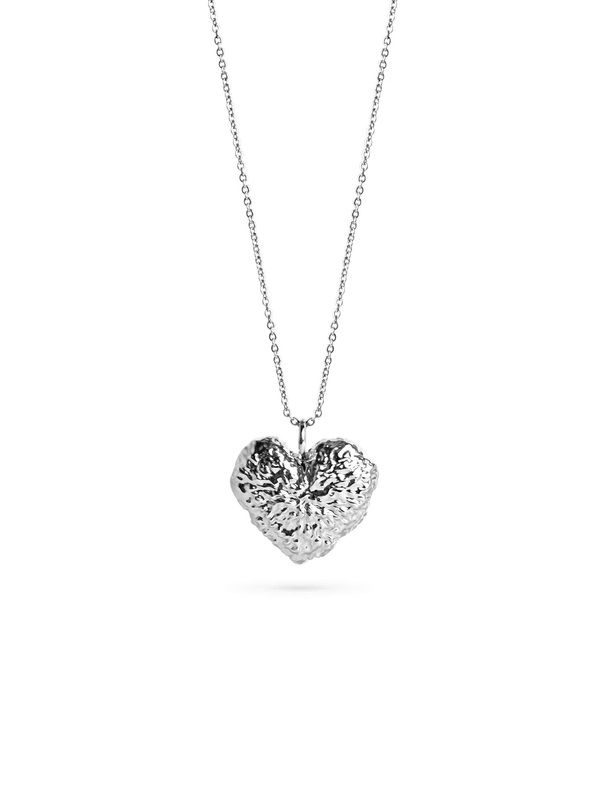 textured heart necklace 925 silver plated brass