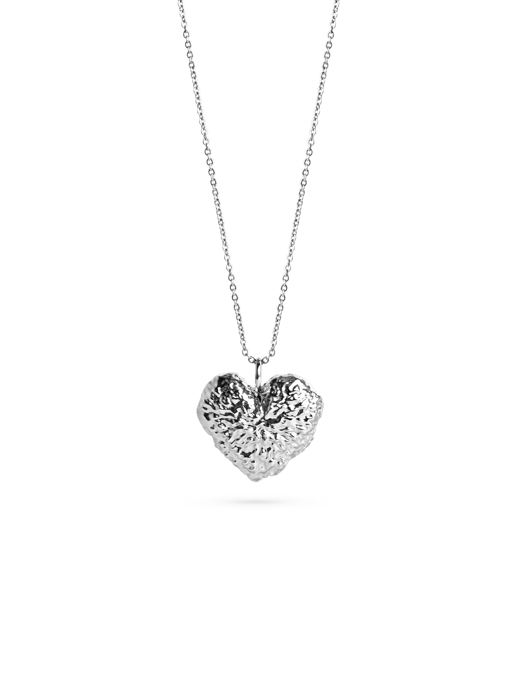 textured heart necklace 925 silver plated brass
