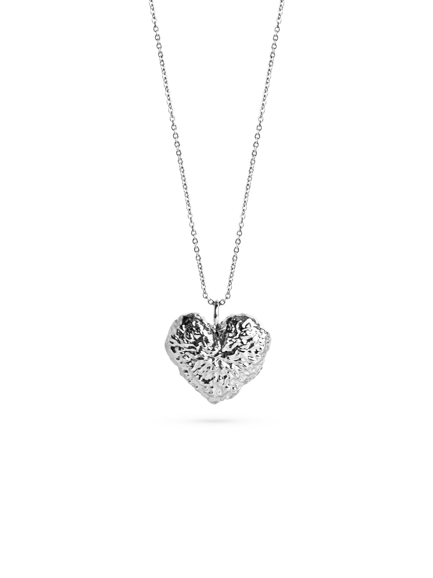 textured heart necklace 925 silver plated brass