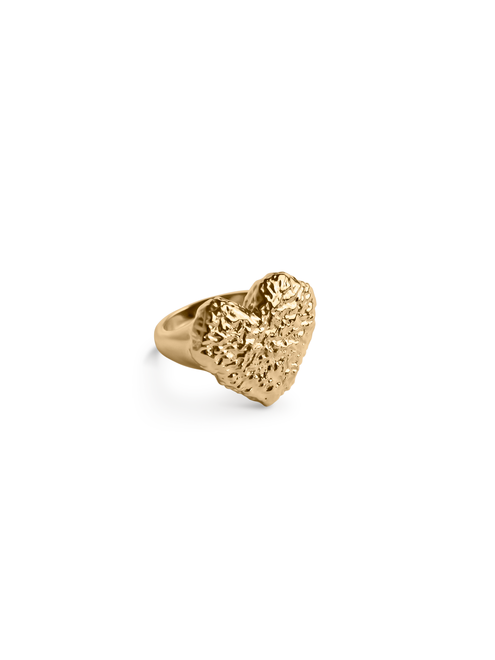 textured heart ring waterproof 18k gold PVD plated brass