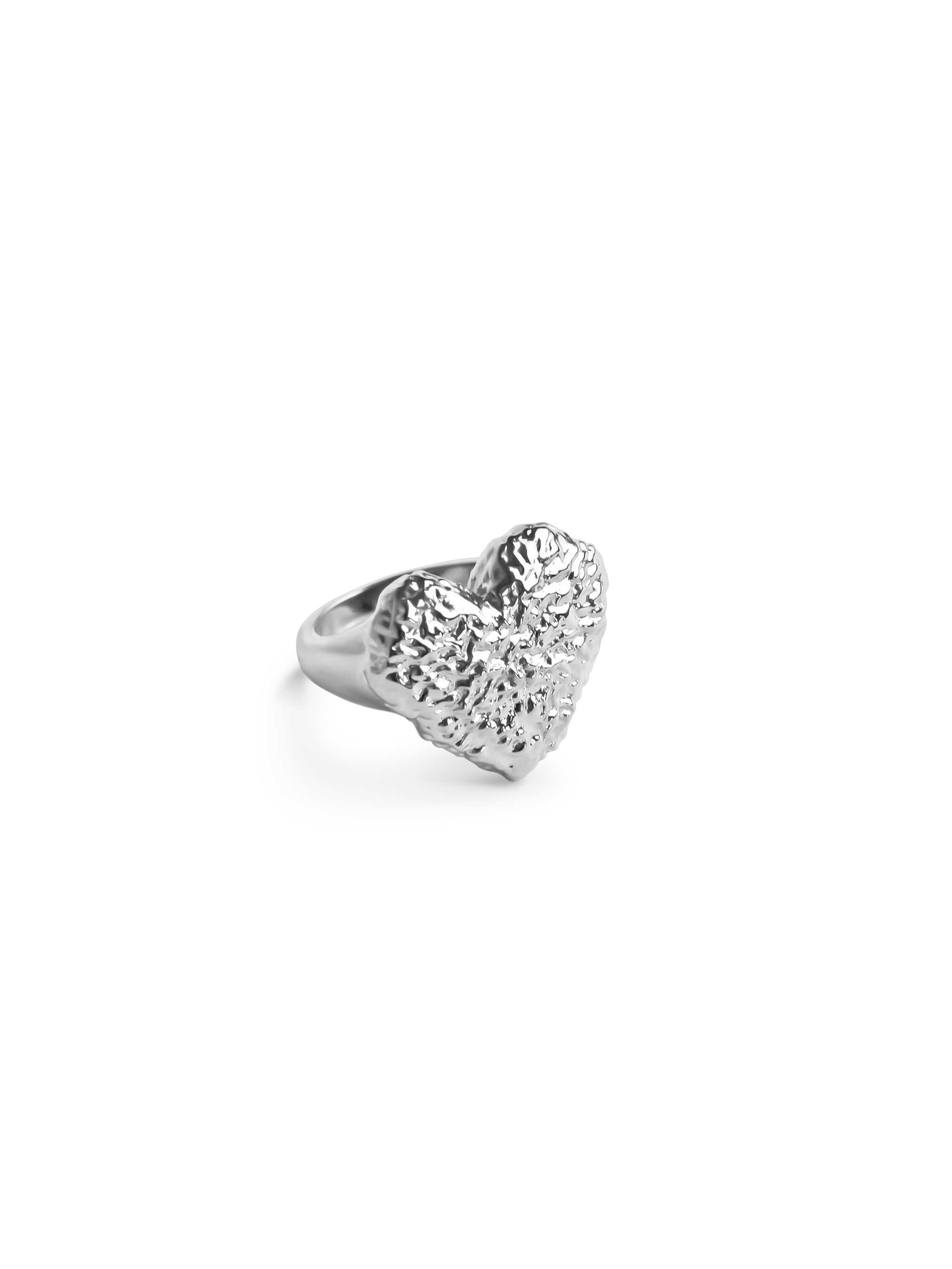 textured heart ring 925 silver plated brass