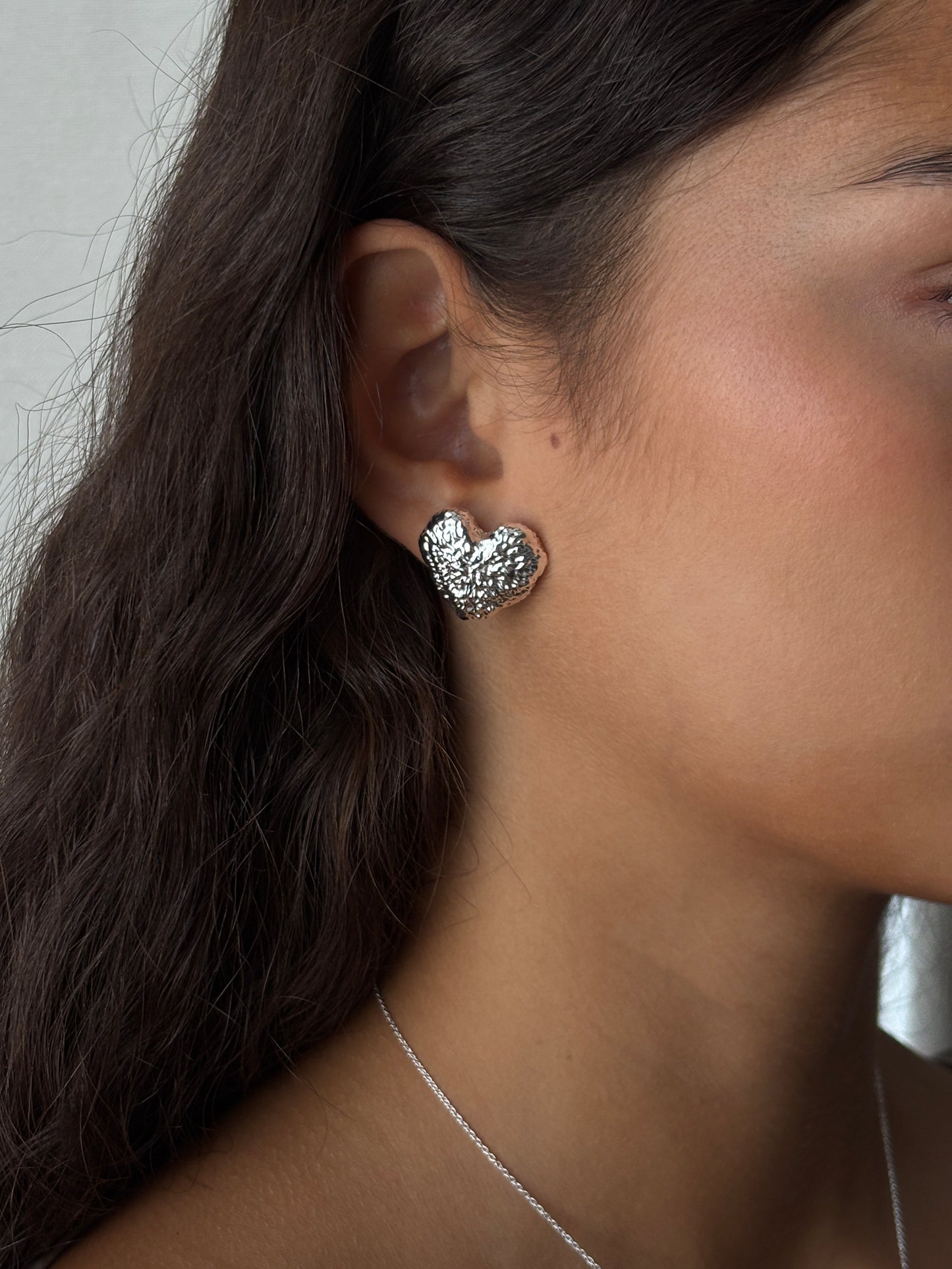 Textured Heart Earring Silver