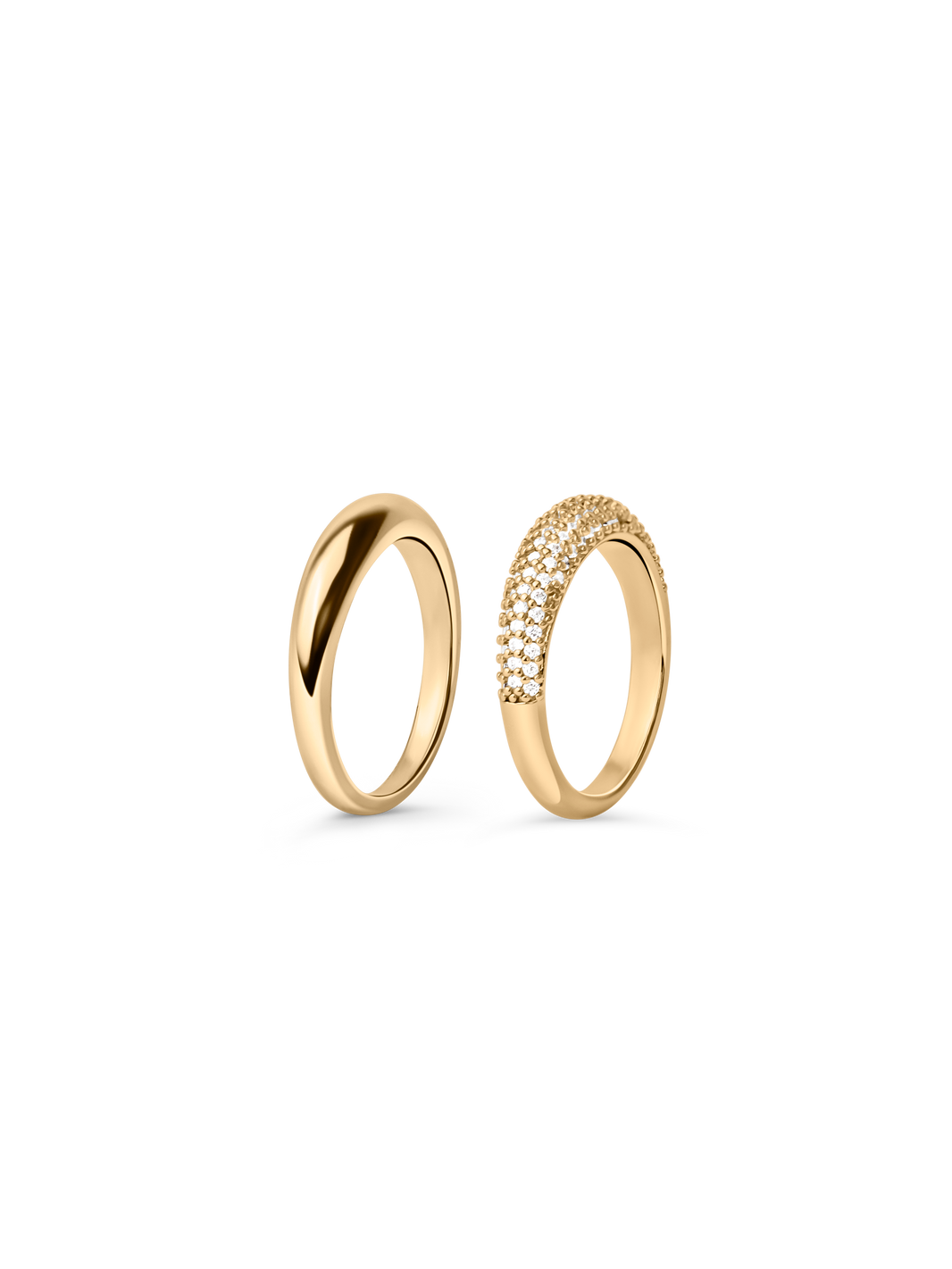 thin & dome ring set 18k gold plated brass