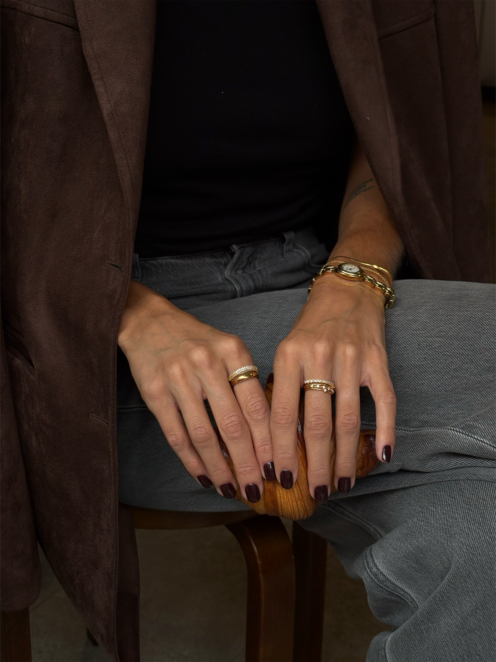 18k gold plated pavé dome ring, perfect for a simple everyday to weekend look.