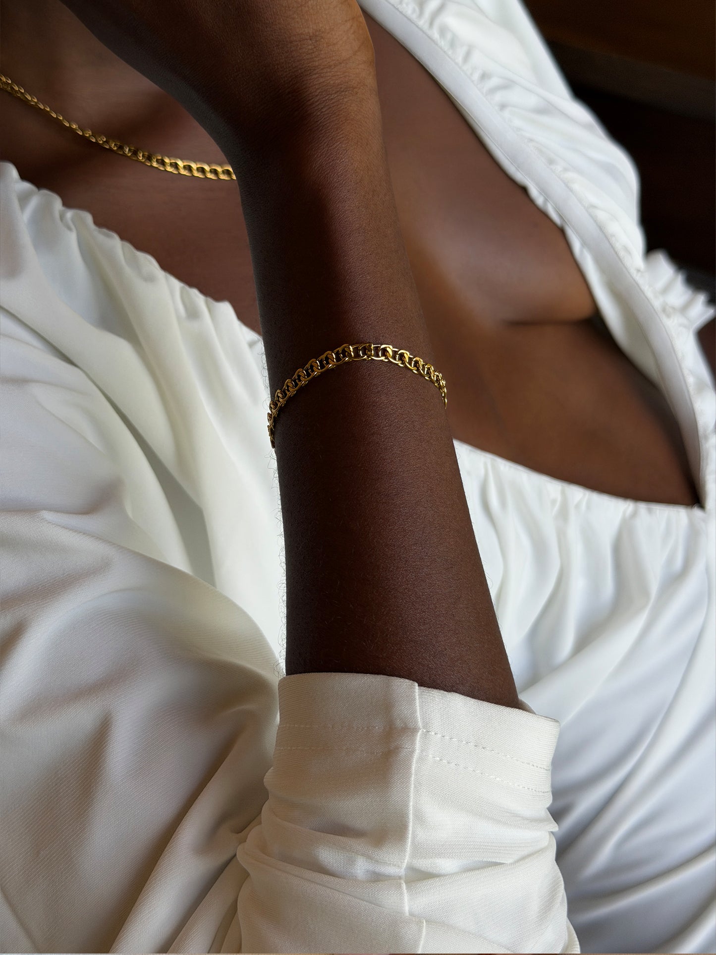 thin bismarck bracelet Waterproof 18k gold PVD plated steel