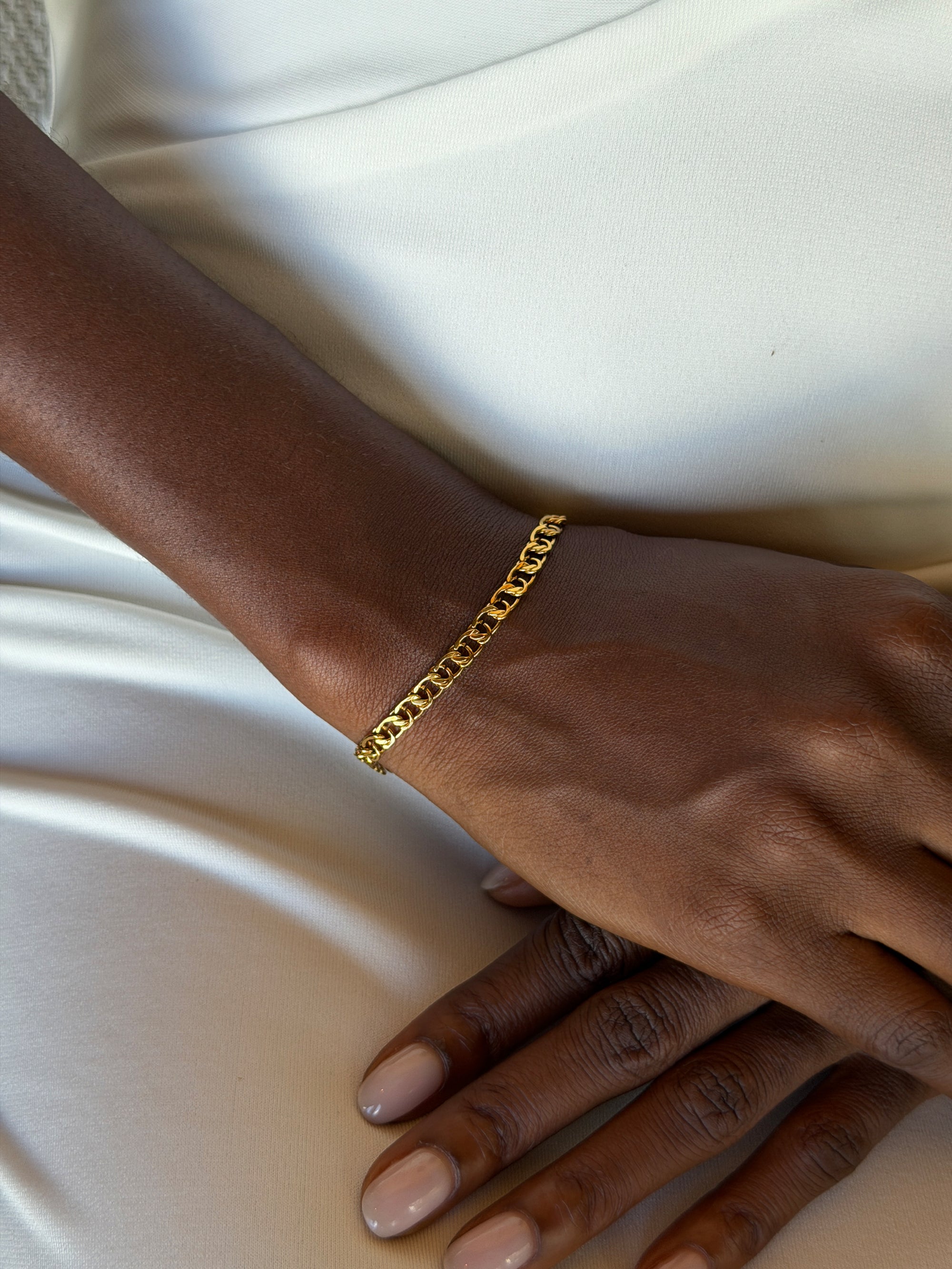 thin bismarck bracelet Waterproof 18k gold PVD plated steel