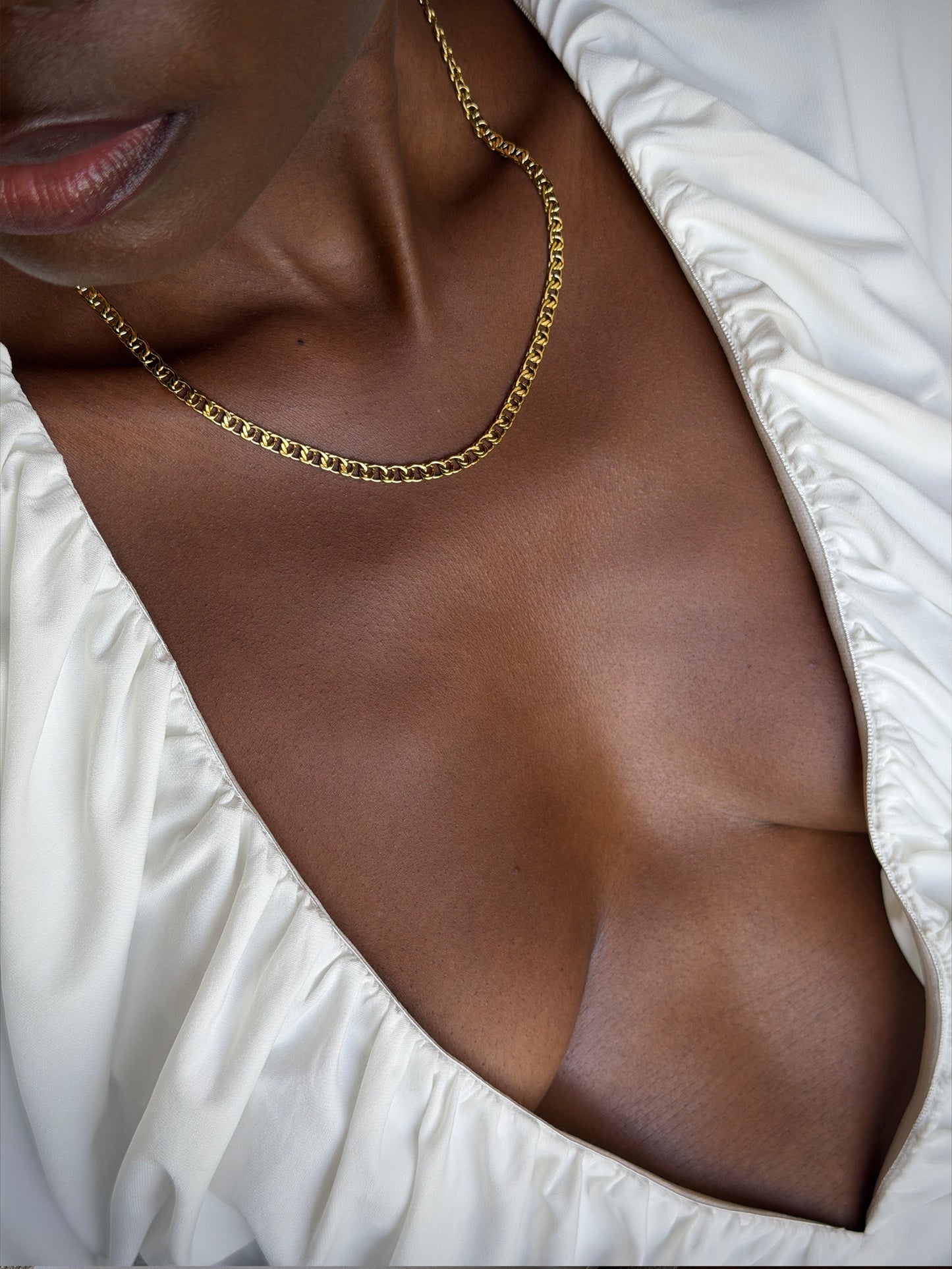 thin bismarck necklace Waterproof 18k gold PVD plated steel