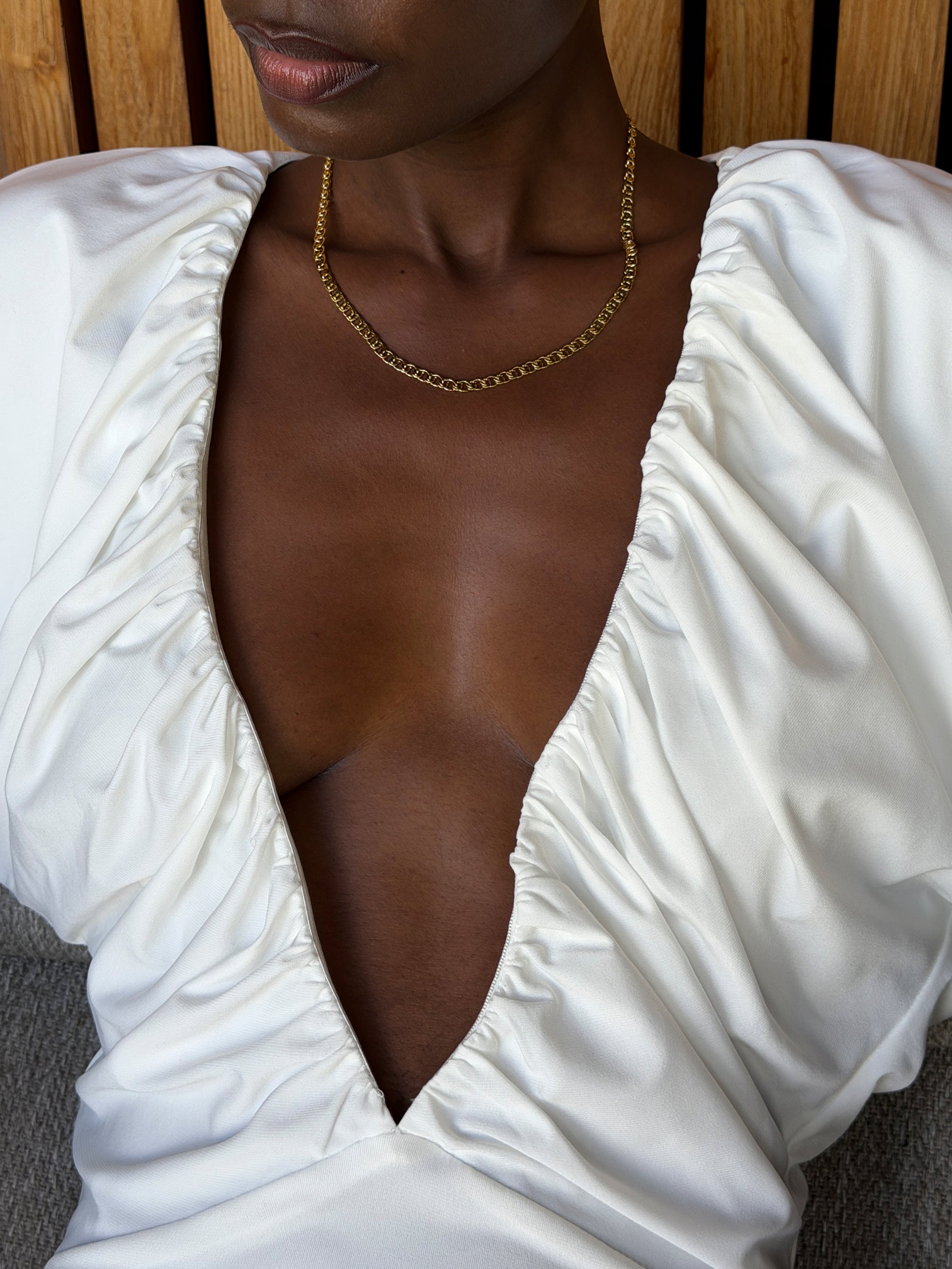 thin bismarck necklace Waterproof 18k gold PVD plated steel