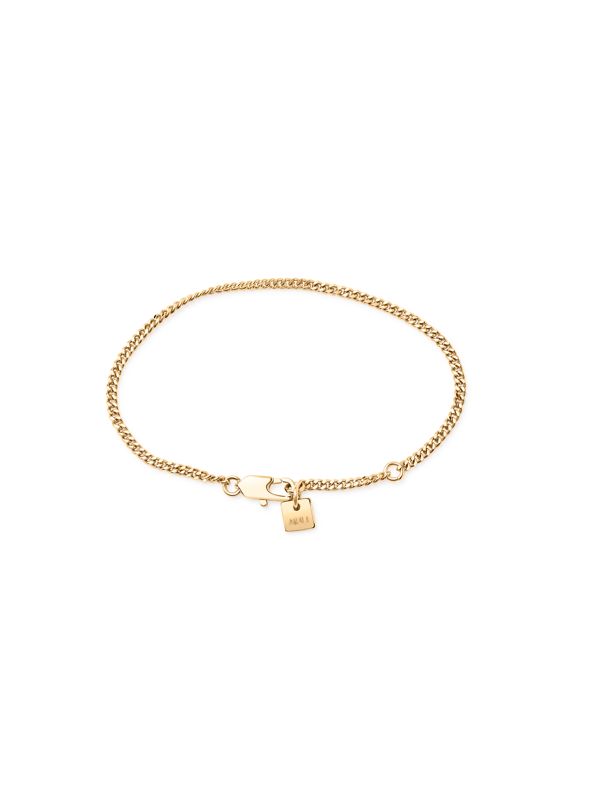 thin curb chain bracelet 18k plated brass