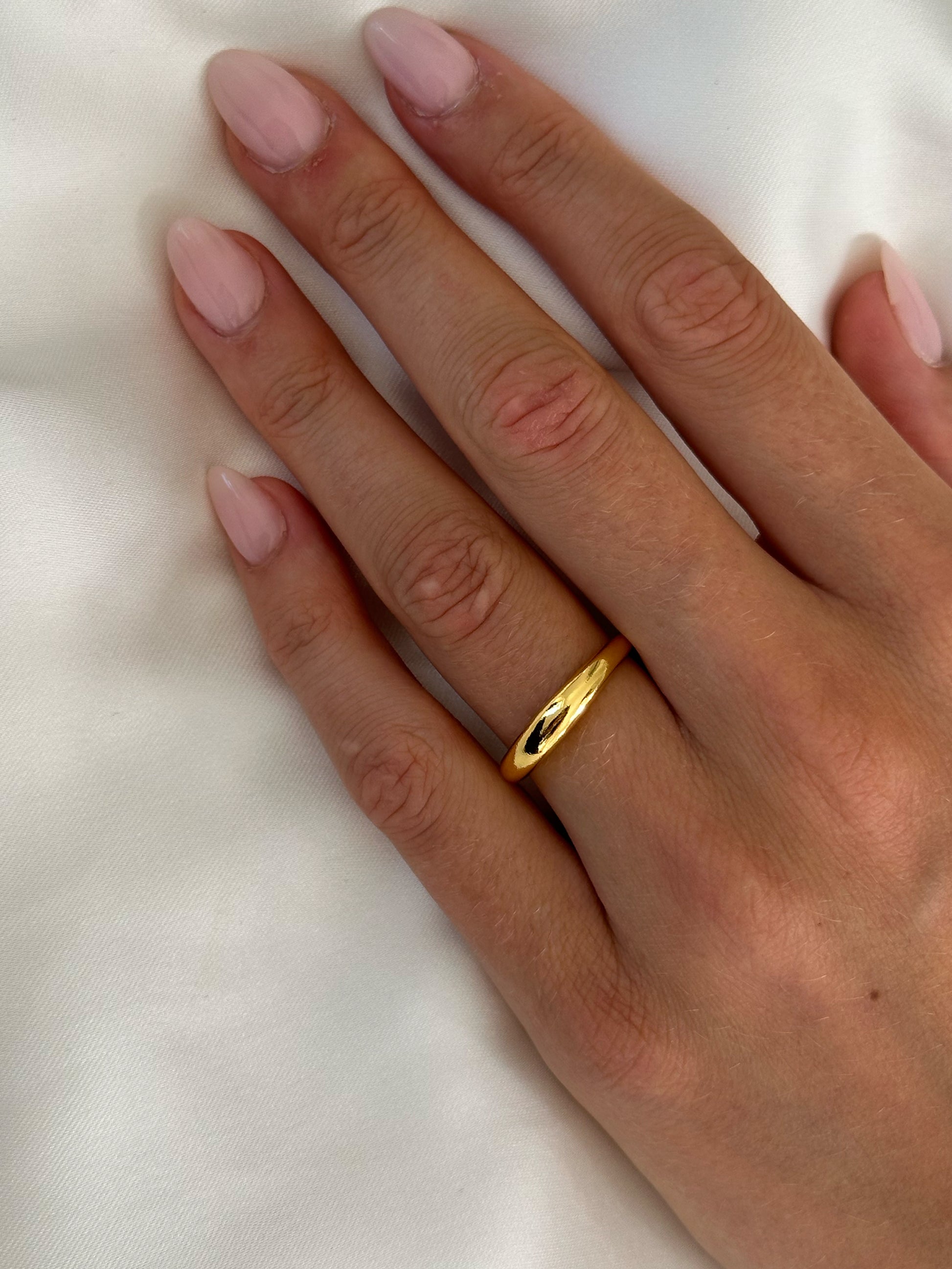 thin dome ring 18k gold plated brass