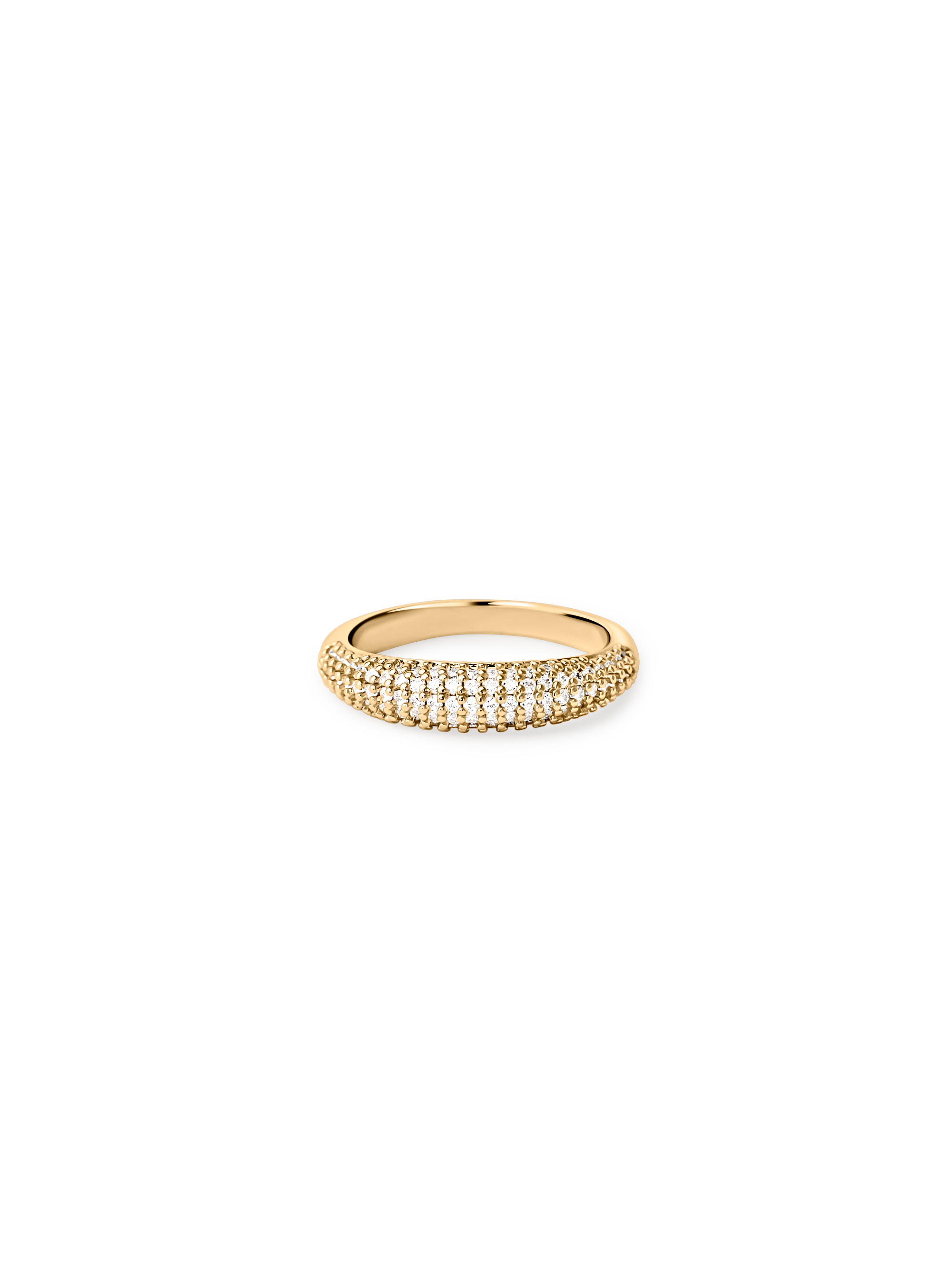 thin pave dome ring 18k gold plated brass