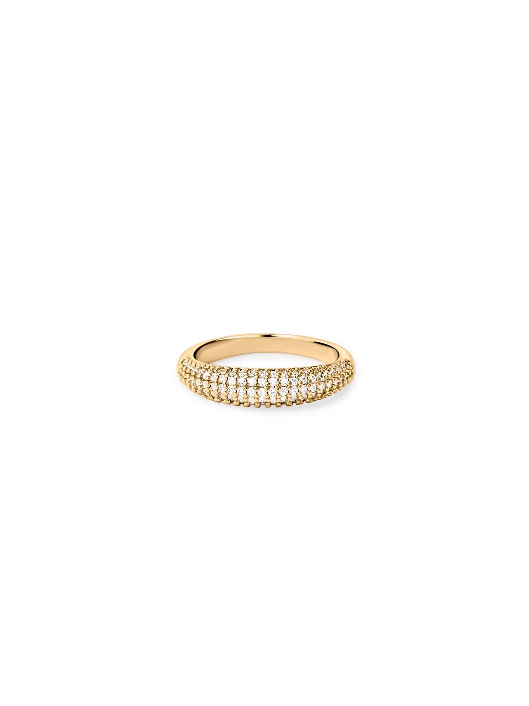 thin pave dome ring 18k gold plated brass