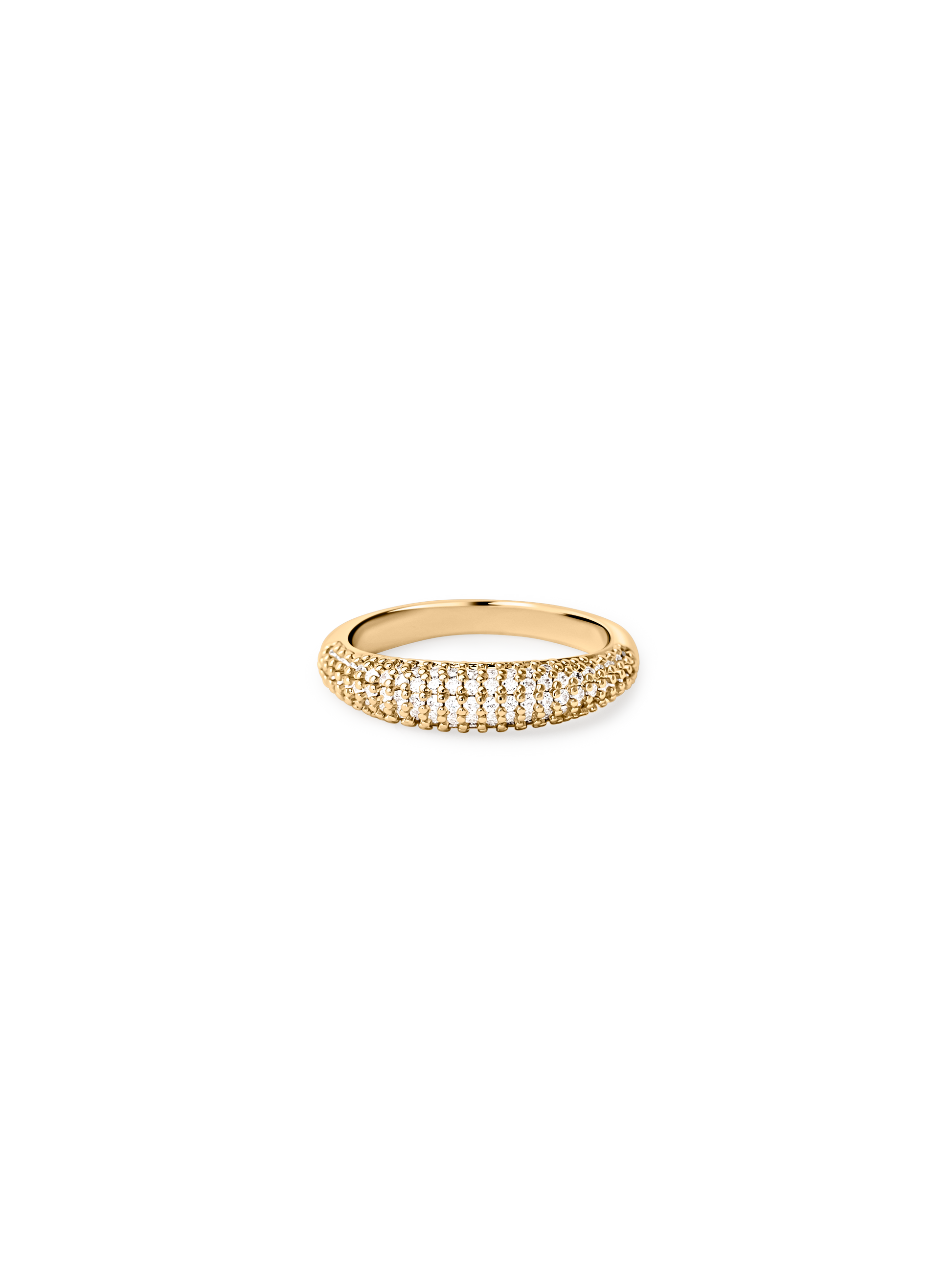 thin pave dome ring 18k gold plated brass