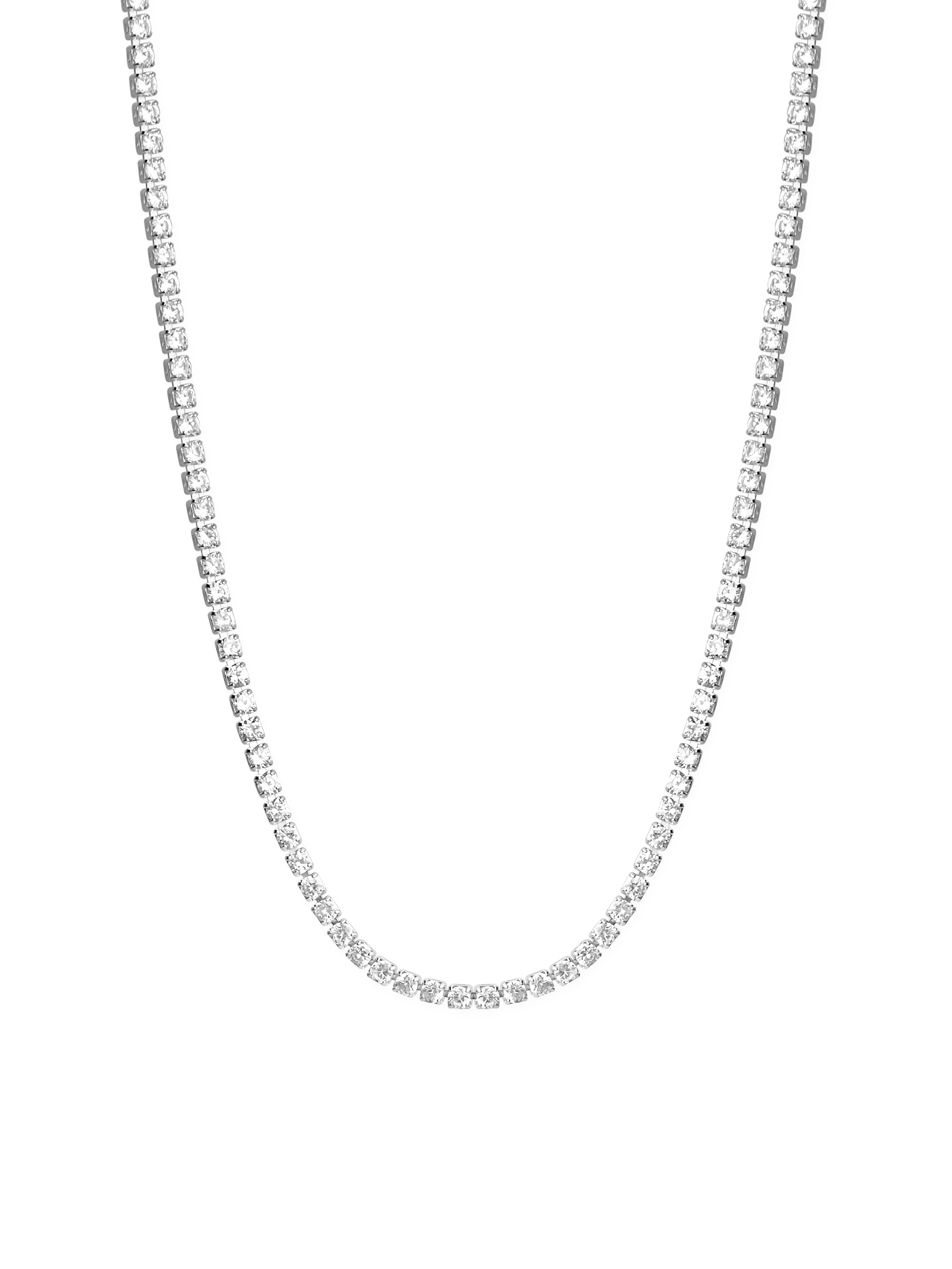 thin tennis necklace 925 sterling silver plated brass