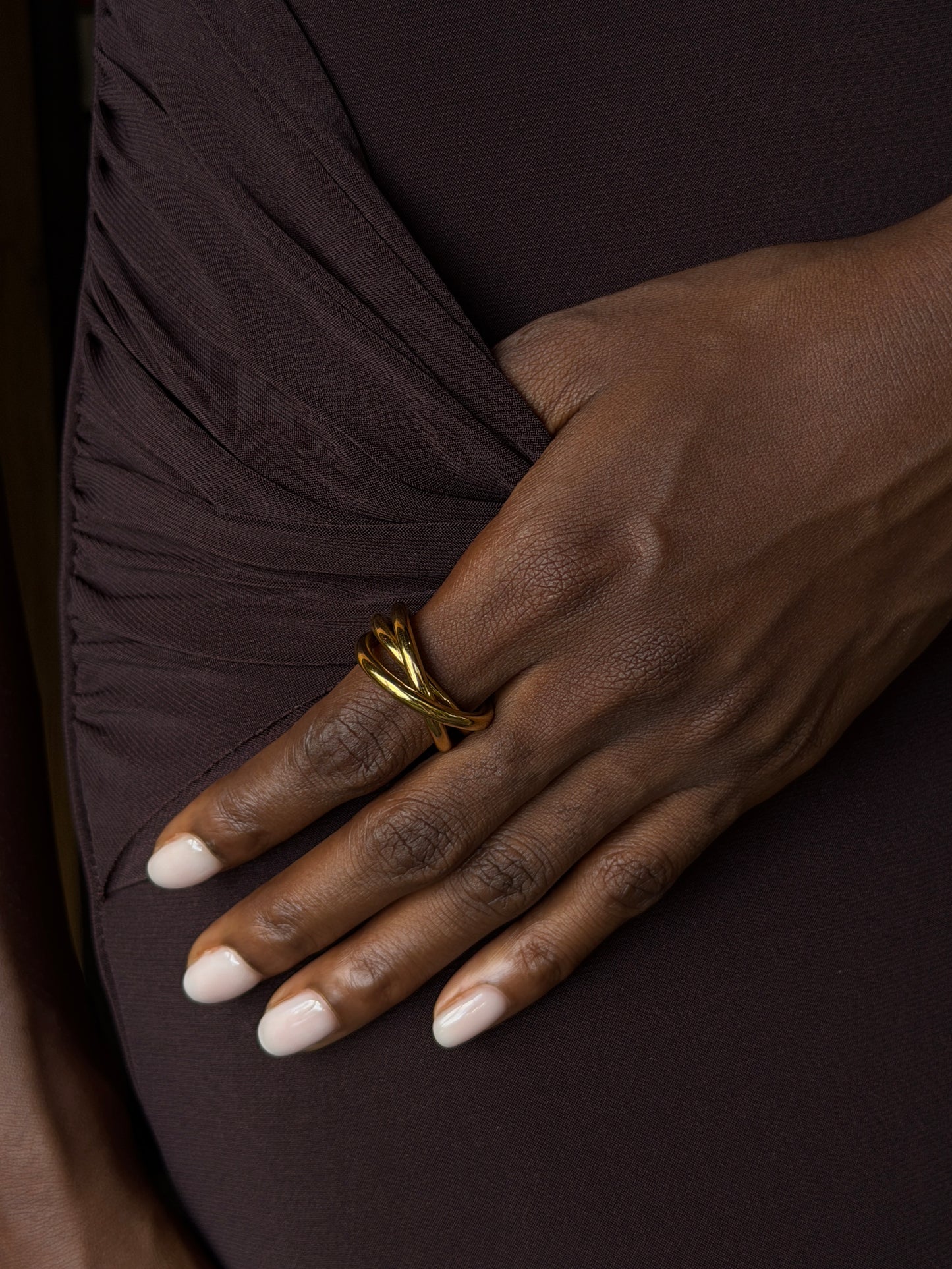 triple ring Waterproof 18k gold PVD plated steel