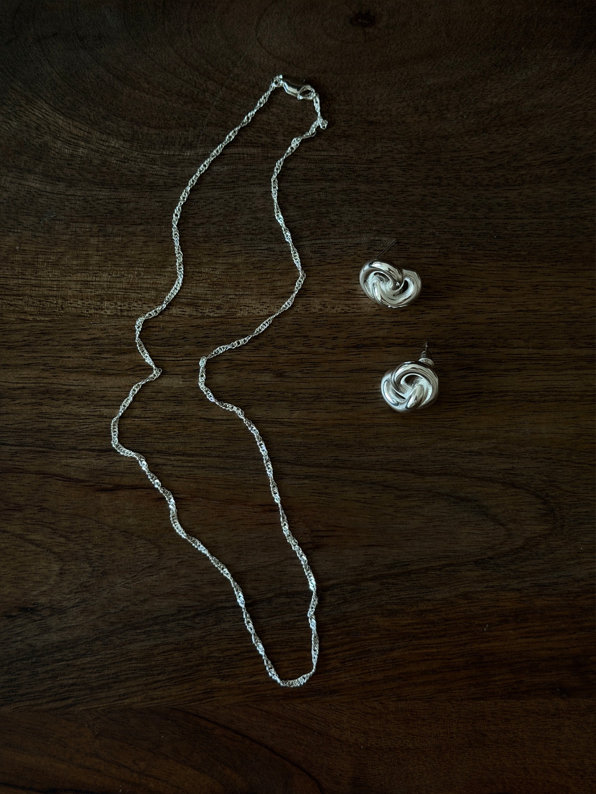 twisted rope chain necklace 925 silver plated steel