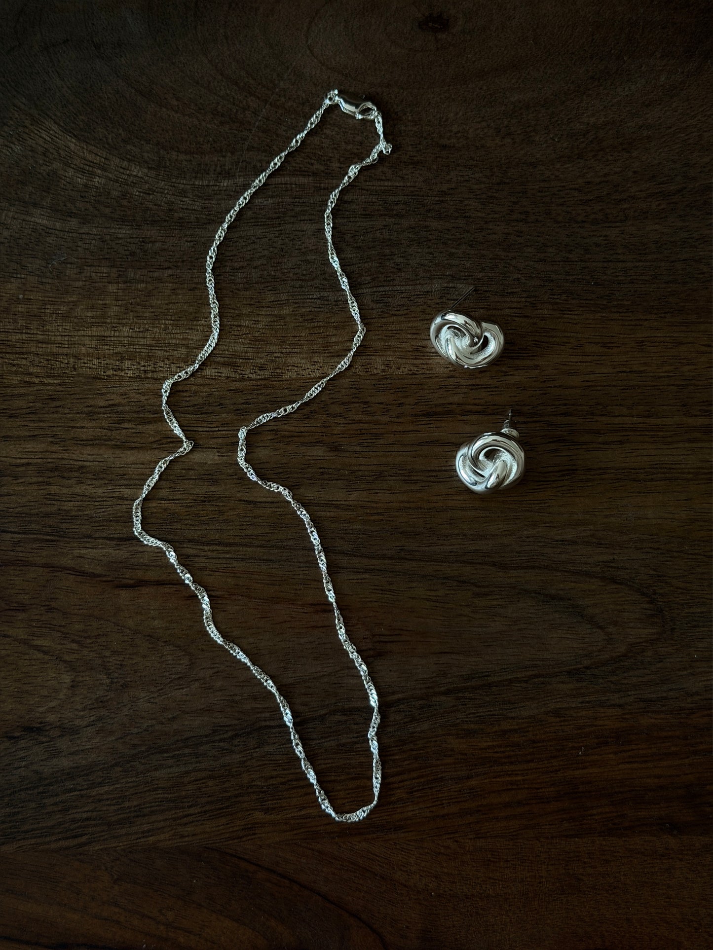 twisted rope chain necklace 925 silver plated steel